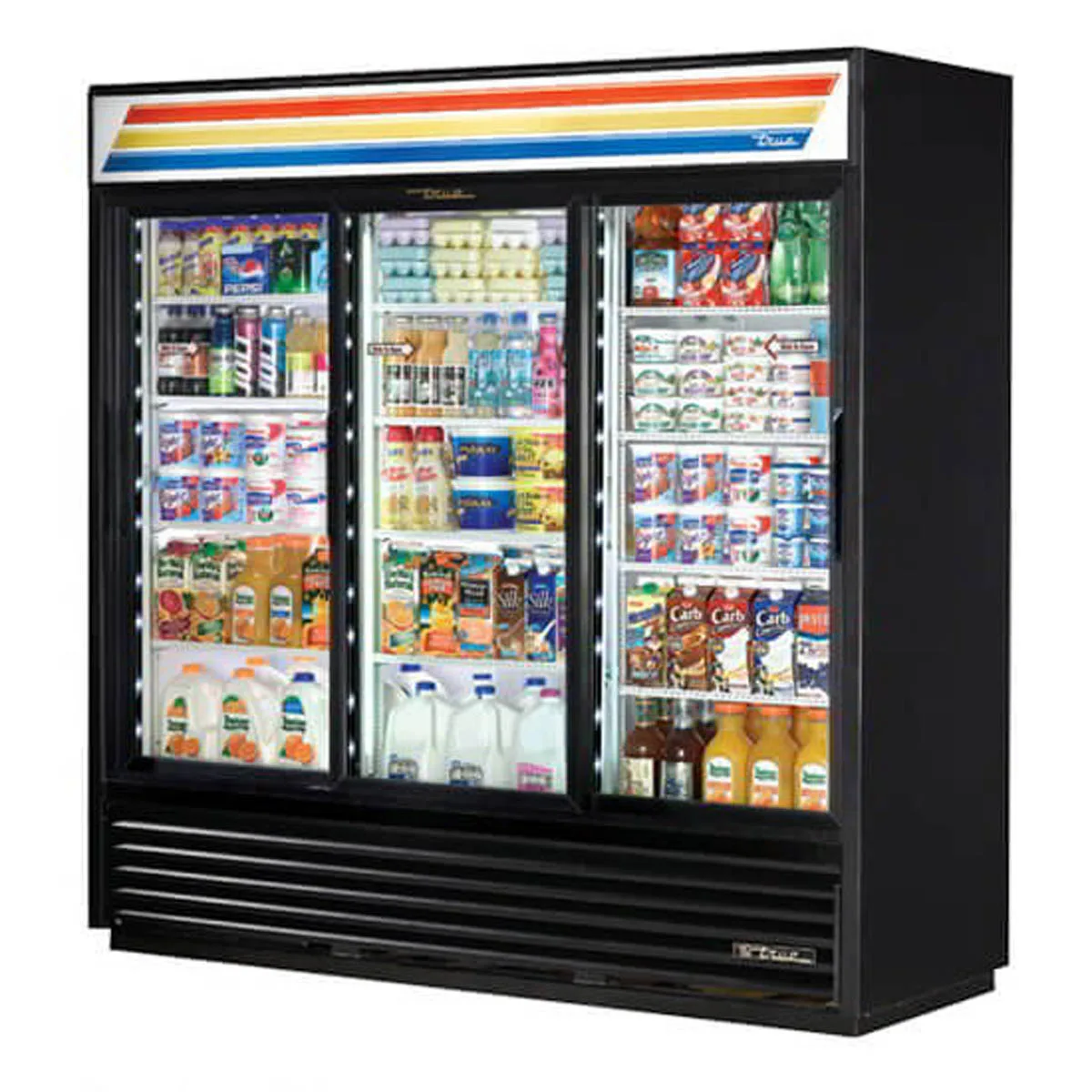 True GDM-69-HC-LD 78" 3-Section Thermal Glass Sliding Door Refrigerated Merchandiser