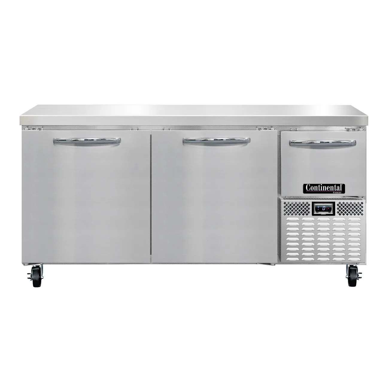 Continental Refrigerator FA68N 68" 2-Section Worktop Freezer w/ 2 Full & 1 Half Door