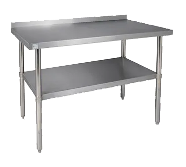 Klinger's Trading BSG2436 36" Open Base Work Table with Undershelf, 2" Backsplash / 18 Gauge Top