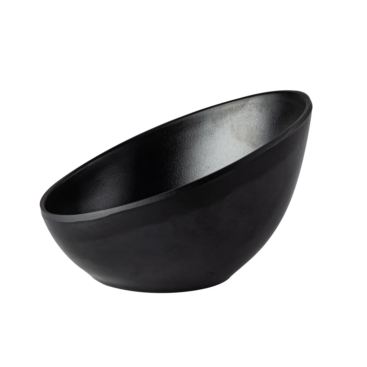 CACChina XBRW-SB7 - 12oz. Bowl, 6-3/4" W x 6-1/4" D x 4" H, Slanted Matte Black, China, 1 Dozen