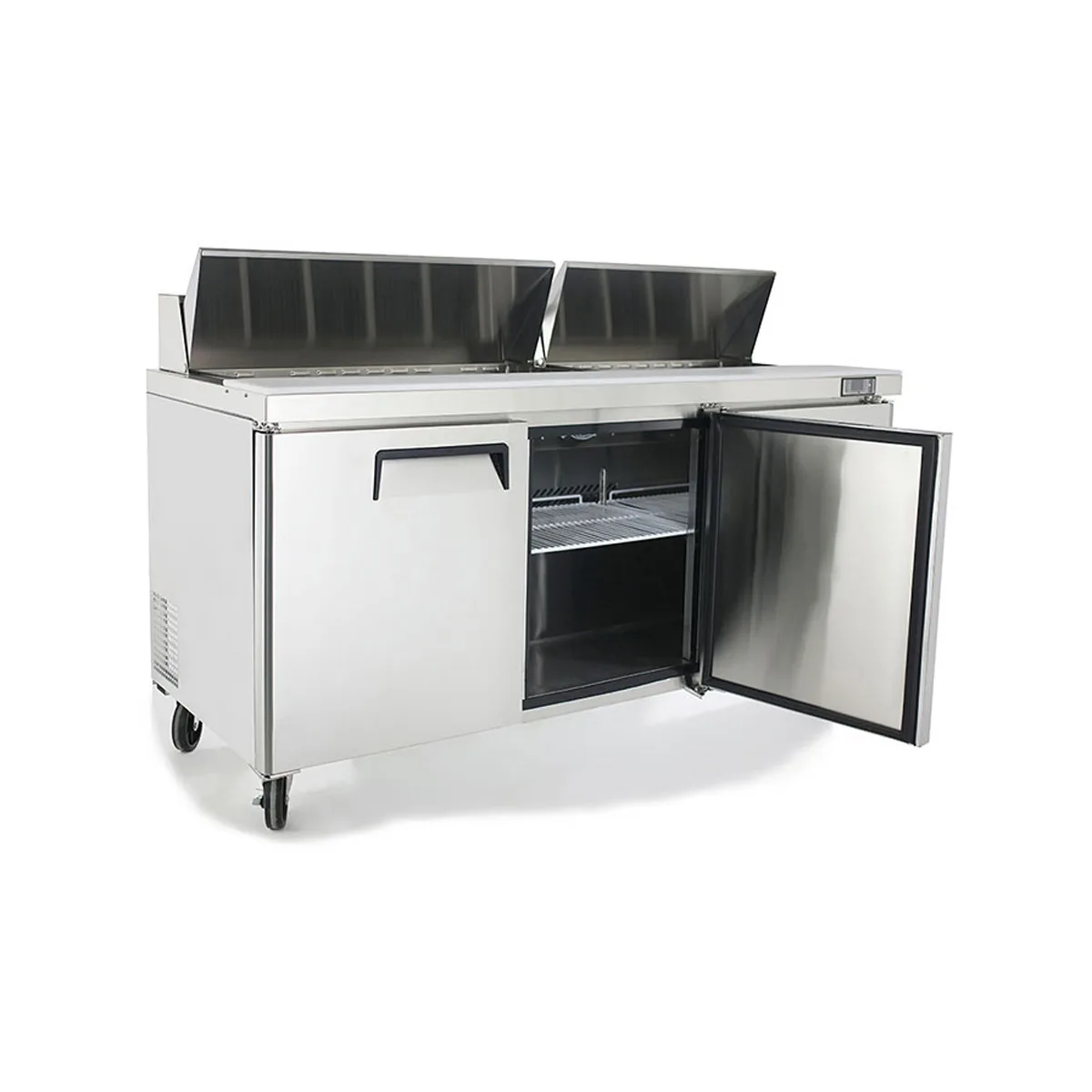 Atosa USA MSF8304GR 72" Three Section Sandwich / Salad Prep Table w/ 3 Doors, 18 Pans