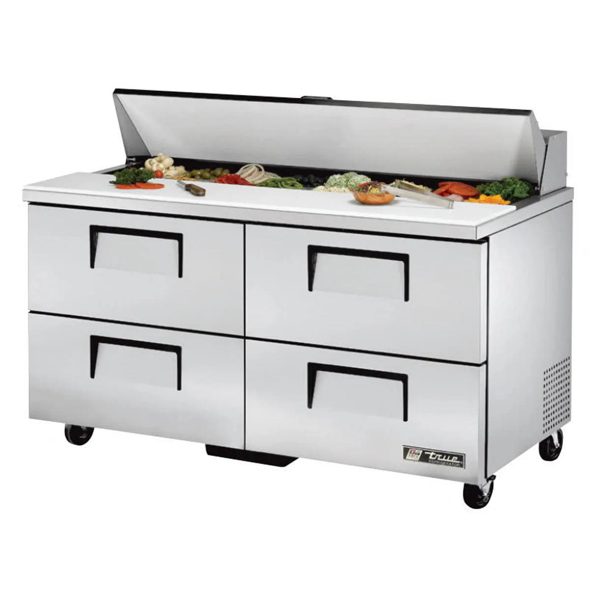 True TSSU-60-16D-4-HC 60" Two Section Sandwich / Salad Prep Table w/ 4 Drawers, 16 Pans