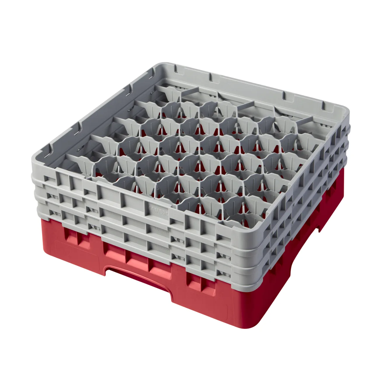 Cambro 30S638163 Camrack Glass Rack, Red, Full Size, 19-3/4 x 19-3/4, 30 Compartments
