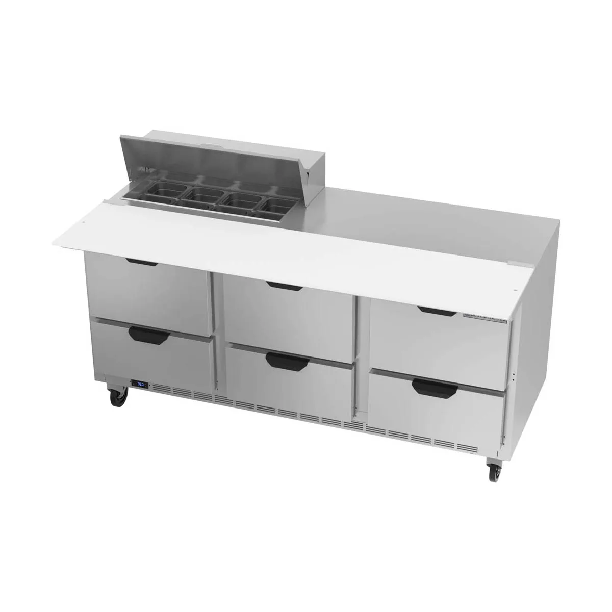 Beverage Air SPED72HC-08C-6 72" Three Section Sandwich/Salad Prep Table w/ 6 Drawers, 8 Pans