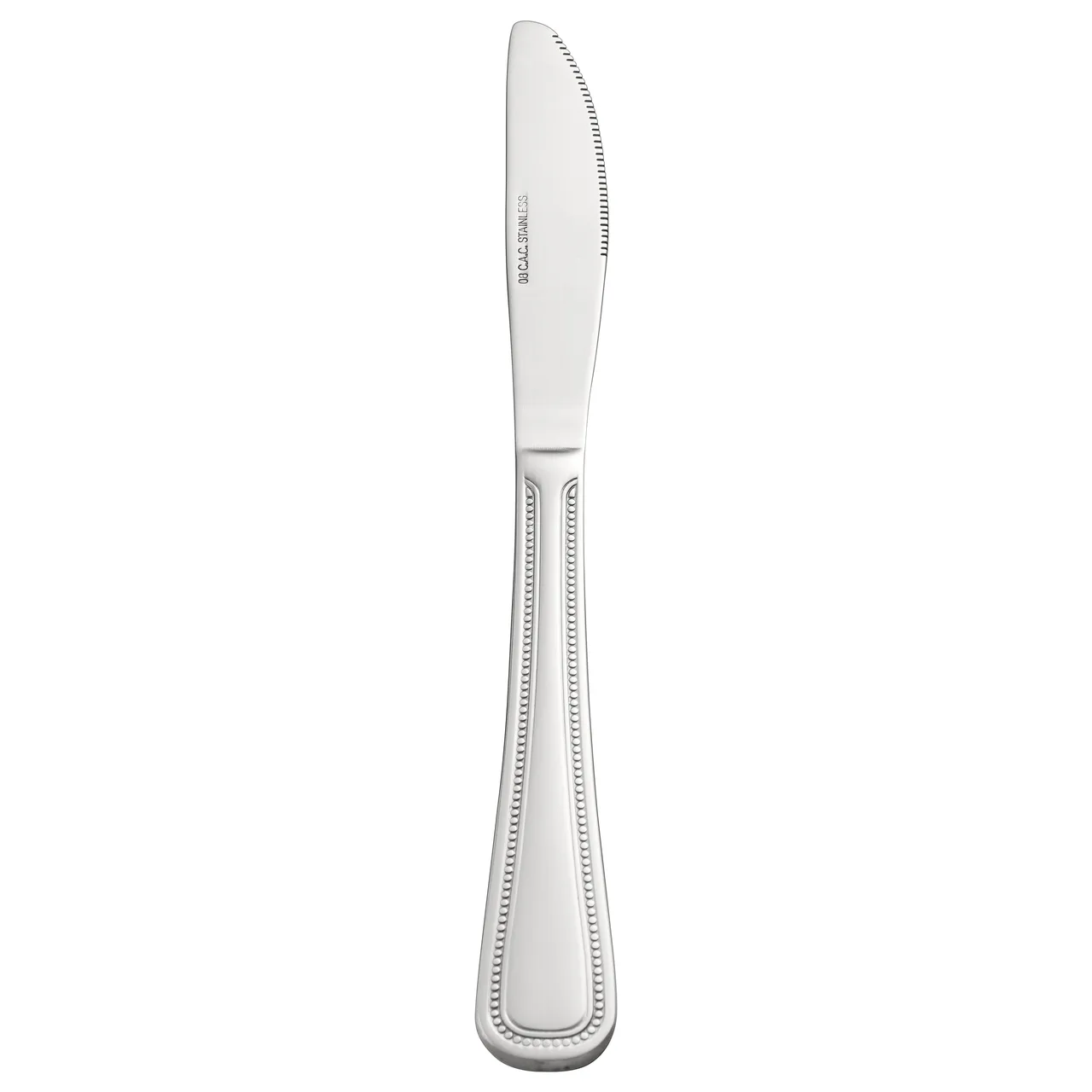 CAC China 2008-08 Pearl Dinner Knife 8-3/4" Length Solid Handle 18/0 Stainless Steel - 1 Dozen