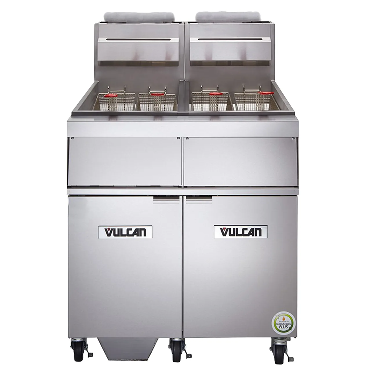 Vulcan 2GR85MF Floor Model Multiple Battery Gas Fryer, w/ (2) 90 lb Frypots, Filtration System