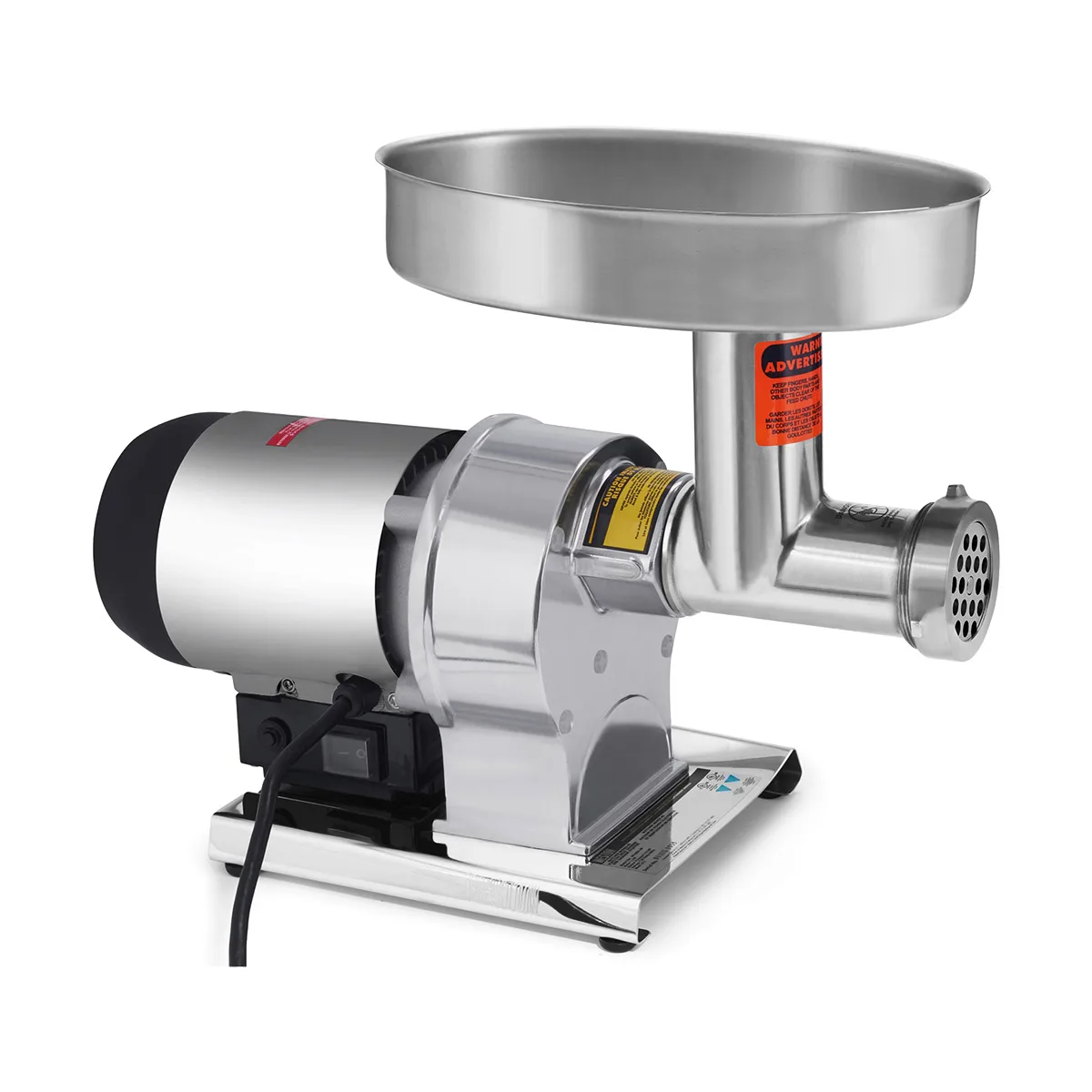 Hamilton Beach 09-1201-W Meat Grinder, 3/4 HP, #12 Hub, 360-540 lbs/hr, 4.5mm & 7mm Stainless Steel Plates, 560W 120V