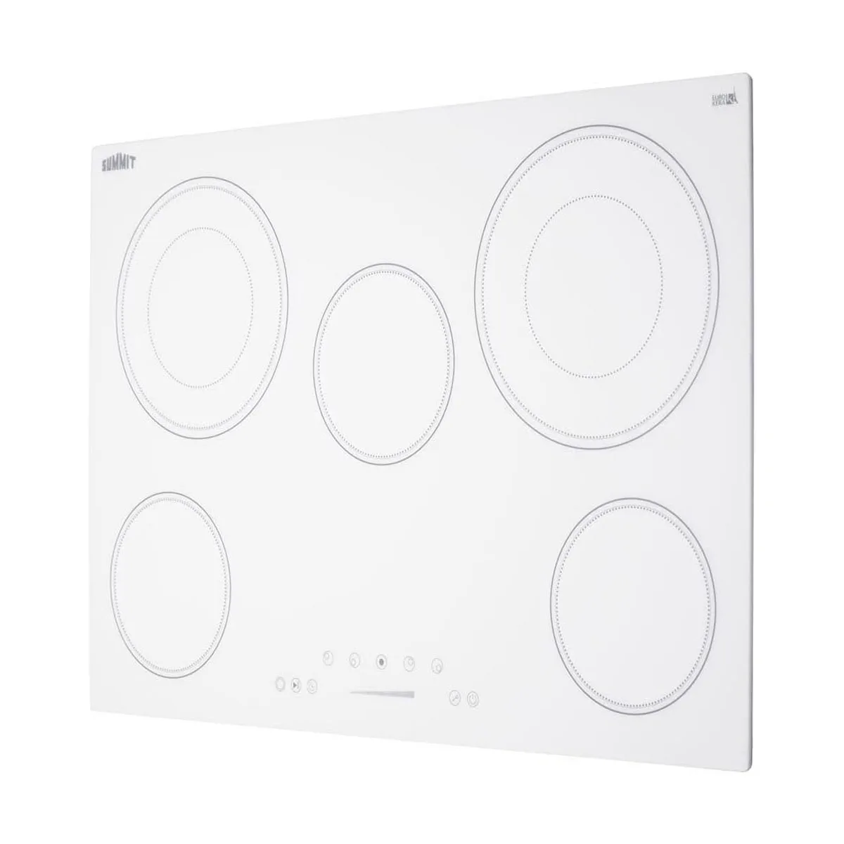 Summit CR5B30T8W 30" Electric Radiant Cooktop w/ (5) Burners, White Ceramic Glass, Digital Controls, 7.2 kW, 240v