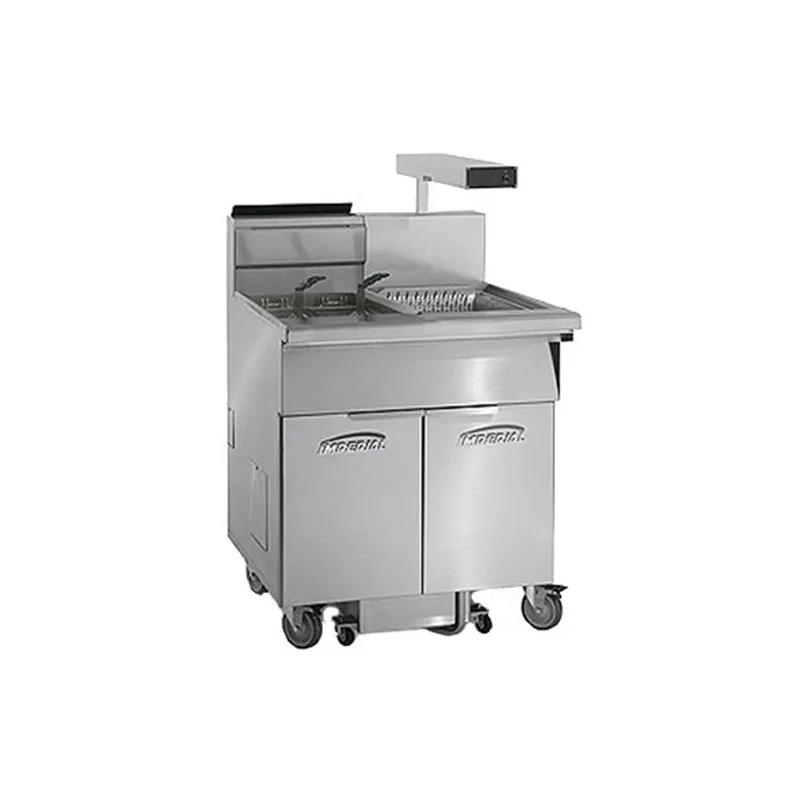 Imperial IFSCB475-OP-T Multiple Battery Gas Fryer w/ (4) 75 lbs Frypots, Built-In Filter, Thermostat Controls