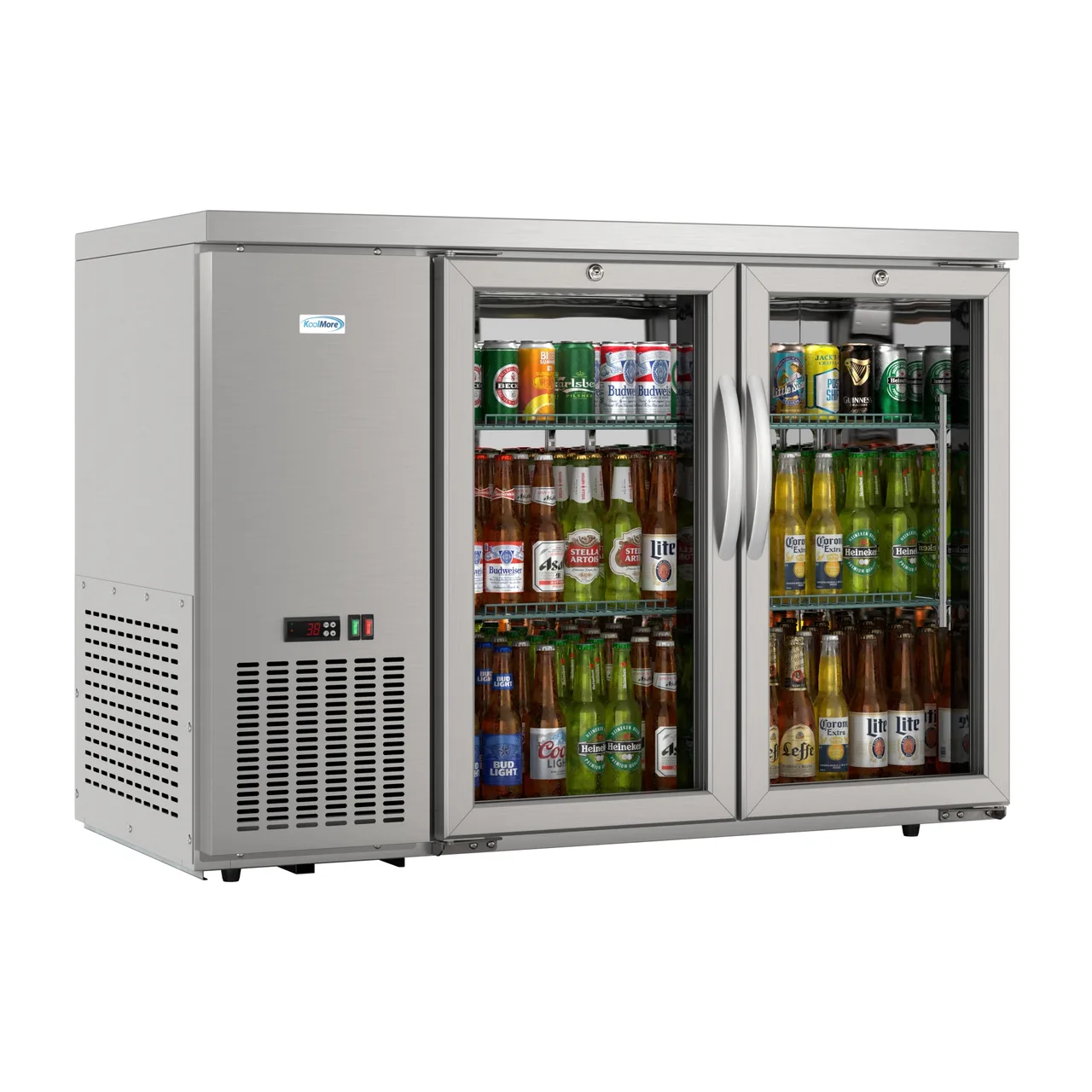 Koolmore KM-BC-2GD-SCSS Cooler 47.9" W X 25" D X 34" H, 7.4 cu ft, Glass Swing Temp Stainless Steel