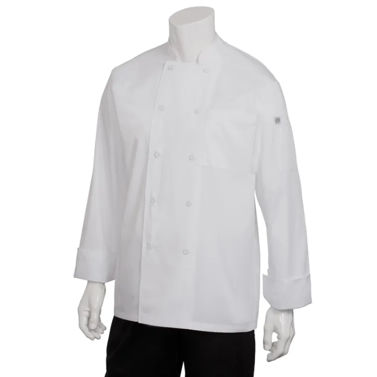 Chef Works JLLS-WHT-2XL Calgary Chef Coat, 2XL White Unisex, 65/35 Poly‑Cotton Twill, Long Sleeves