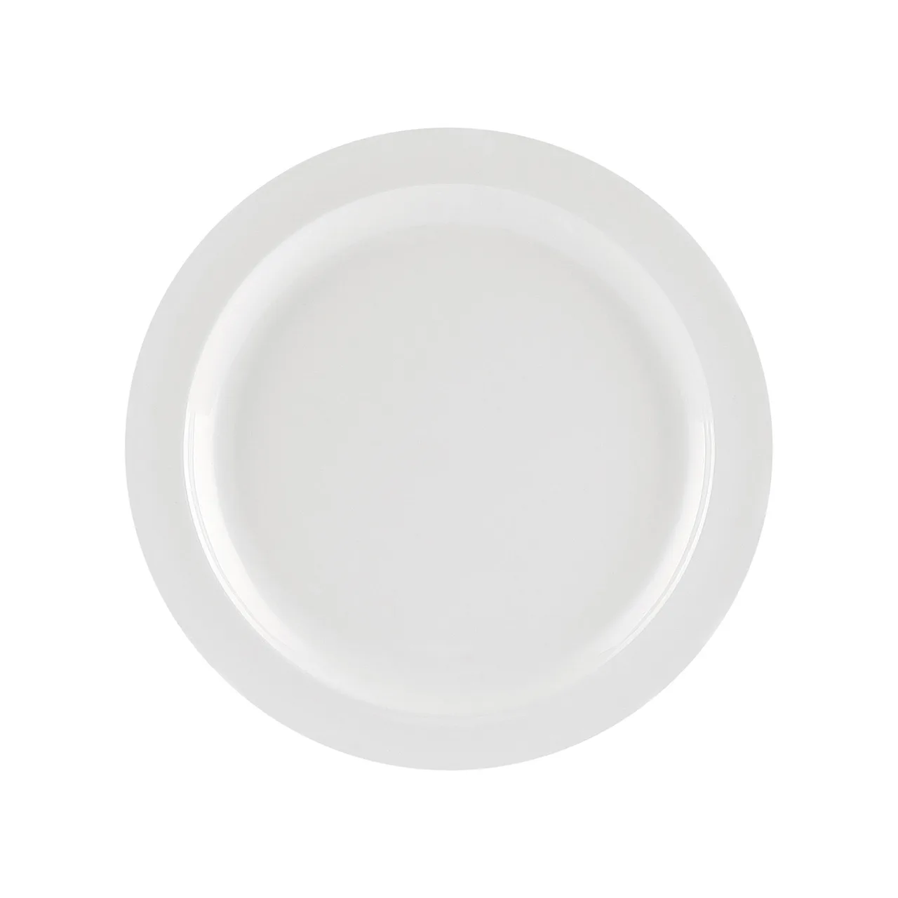 CAC China MLNC-8 Maxwell Plate, 9" Round Narrow Rim, White Melamine, Dishwasher Safe - 1 Dozen