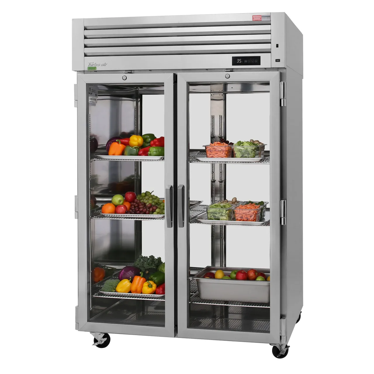 Turbo Air PRO-50R-GS-PT-N 2-Section Pass-Thru Refrigerator w/ Front 2 Glass & Rear 2 Solid Doors, Top Mount, 54 cu. ft.