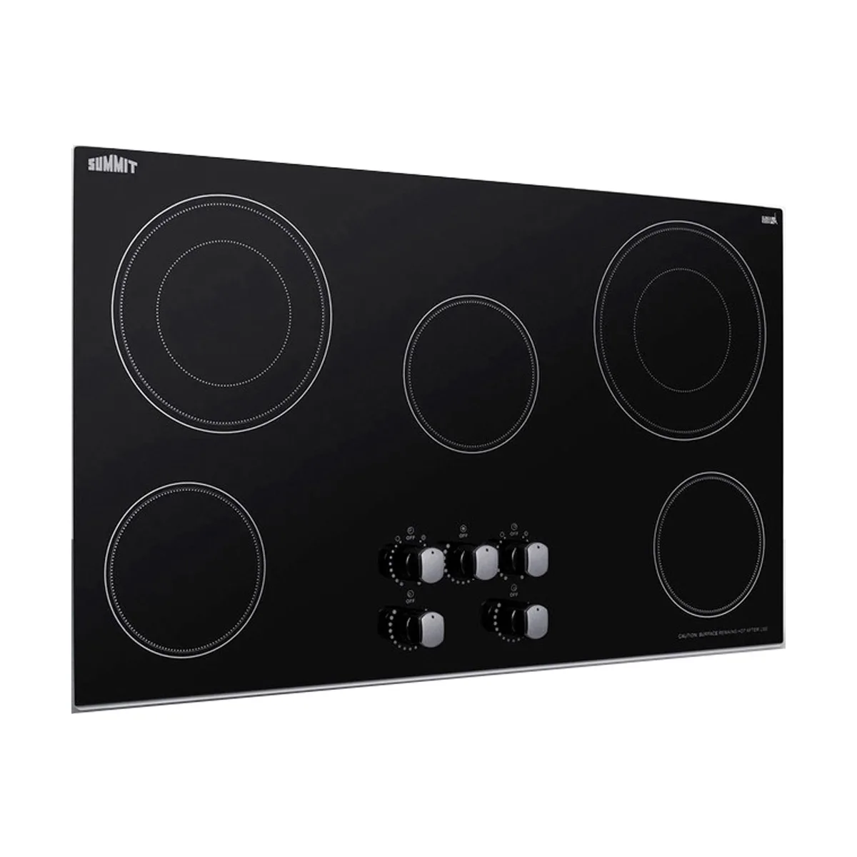 Summit CR5B36MB 35" Electric Radiant Cooktop w/ (5) Burners, Black Ceramic Glass, Manual Controls, 7.7 kW, 240v