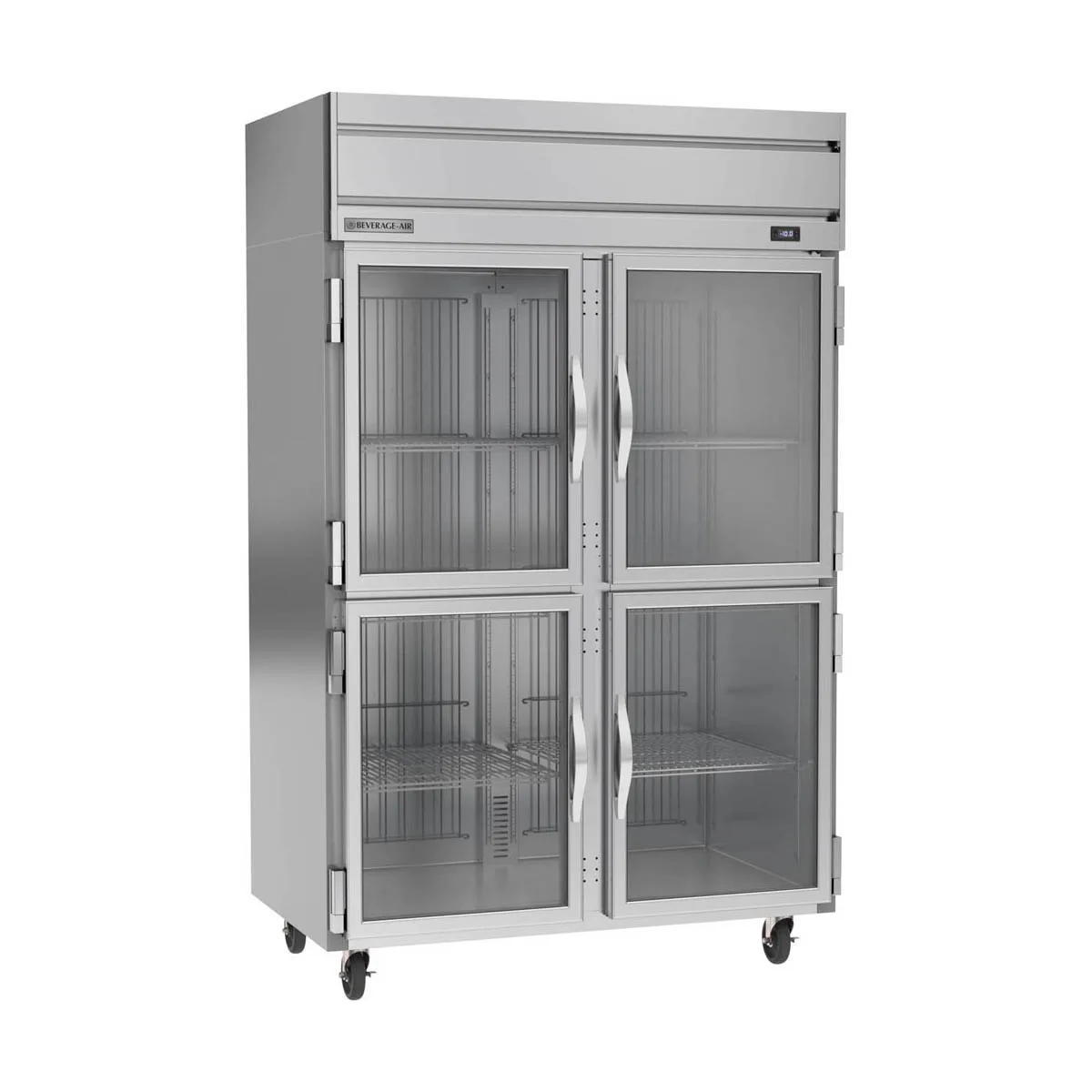 Beverage Air HFS2HC-1HG 52" 4 Half Glass Door 2-Section Reach-In Freezer, Top Mount, 46.29 cu. ft.