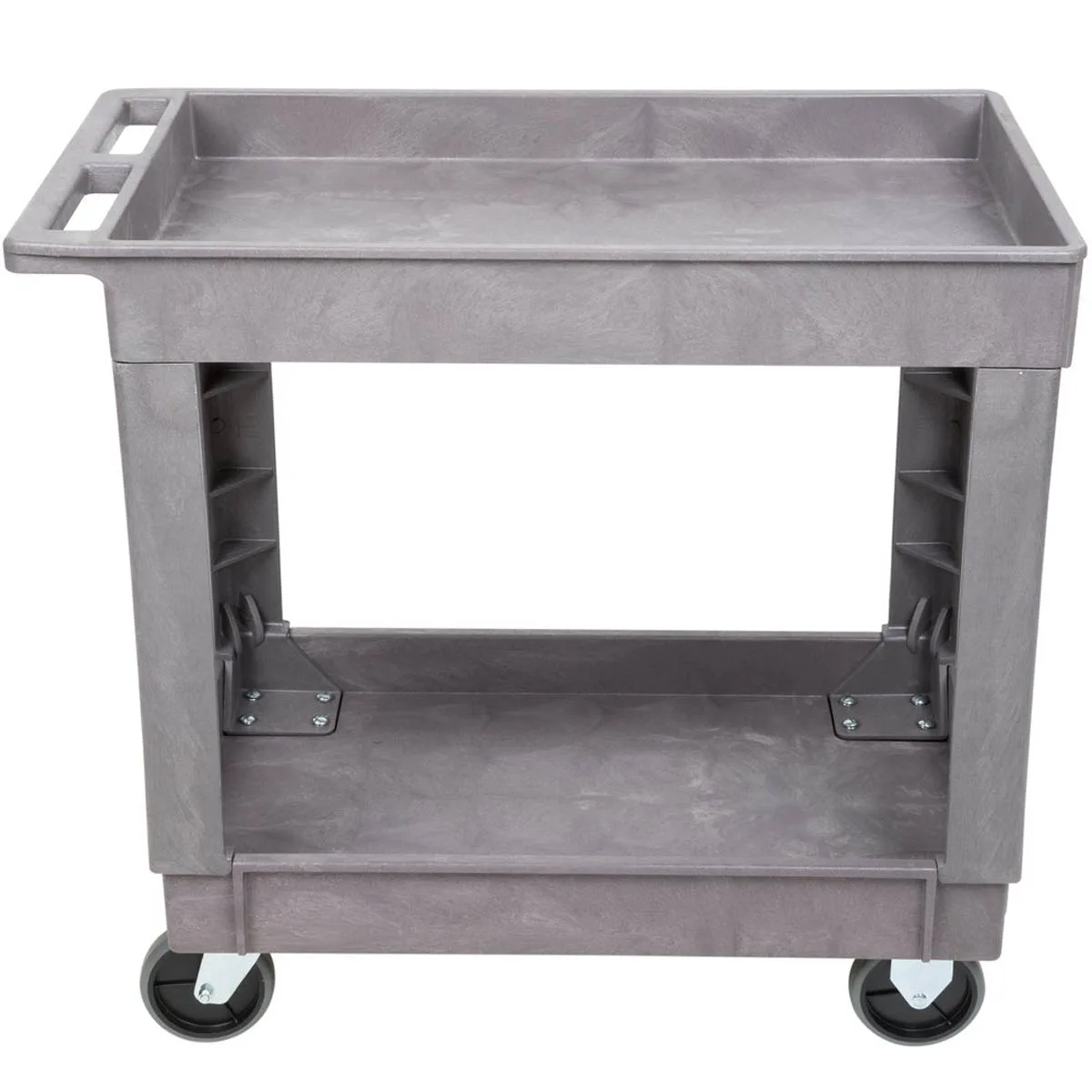Lakeside 2521 Gray 2-Shelf Plastic Deep Well Utility Cart - 17 1/2" x 34 1/2" x 32 3/4"