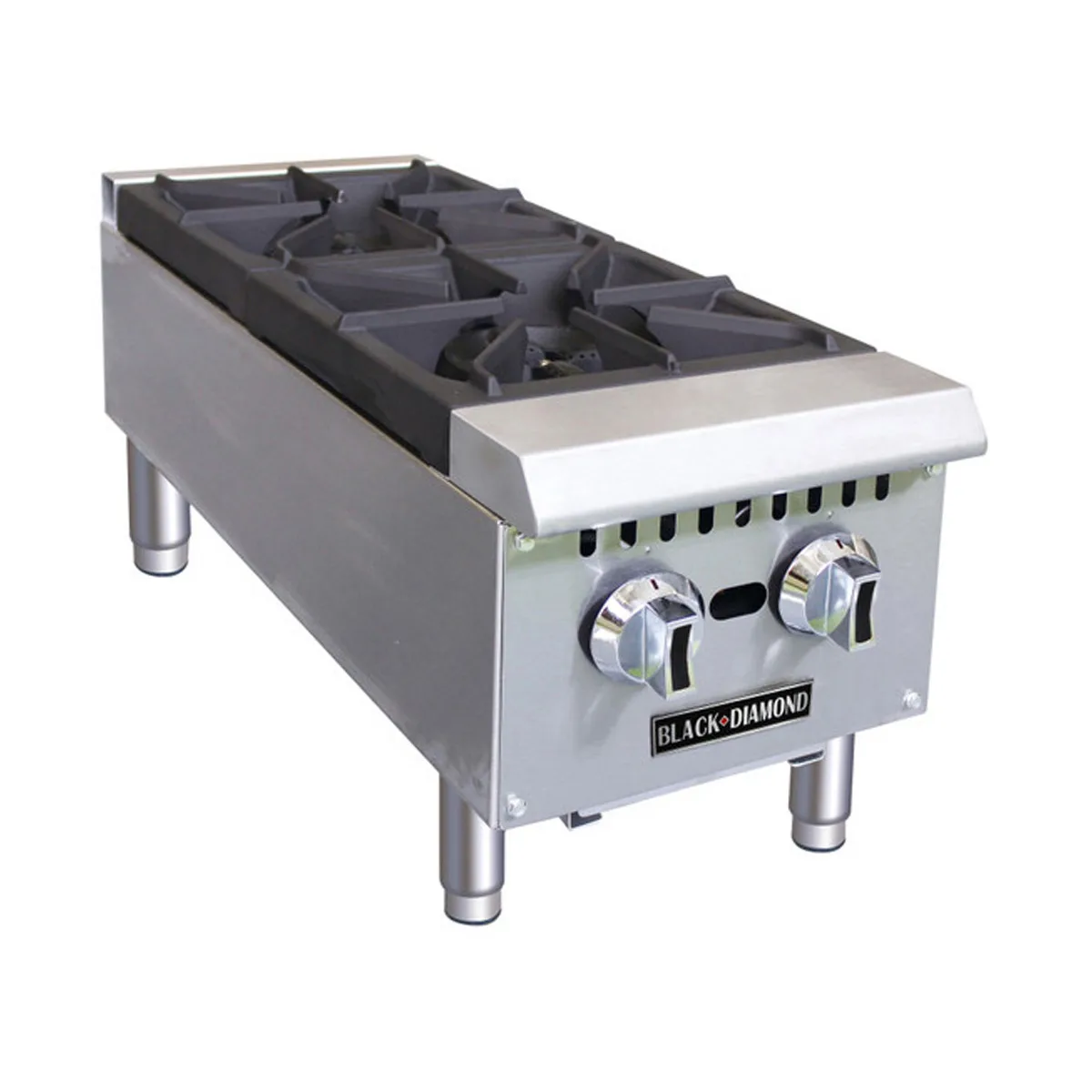 Adcraft BDCTH-12 12" Countertop Heavy Duty Gas Hotplate with (2) Burners, Manual Controls, 50.000 BTU