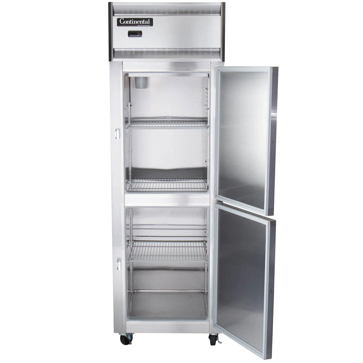 Continental Refrigerator D1RSNSSHD 26" 1-Section Reach-In Refrigerator w/ 2 Half Solid Doors, All Stainless Steel, 16 cu. ft.