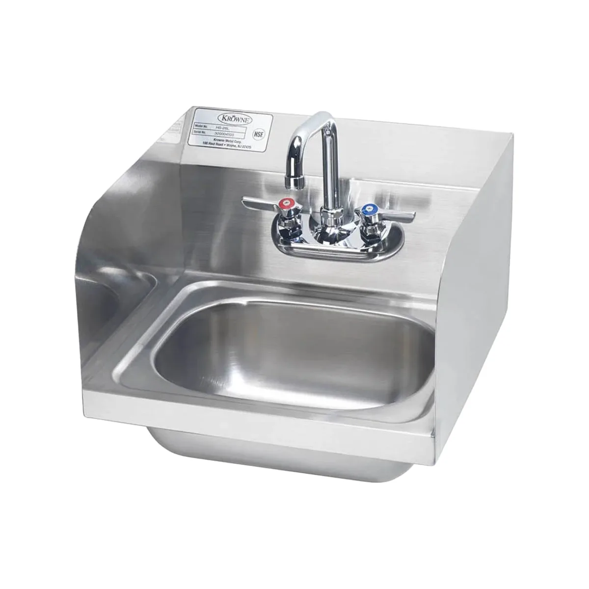 Krowne HS-26L 15" Wall Mounted Hand Sink with Faucet - 20 gauge / 3 Splashes