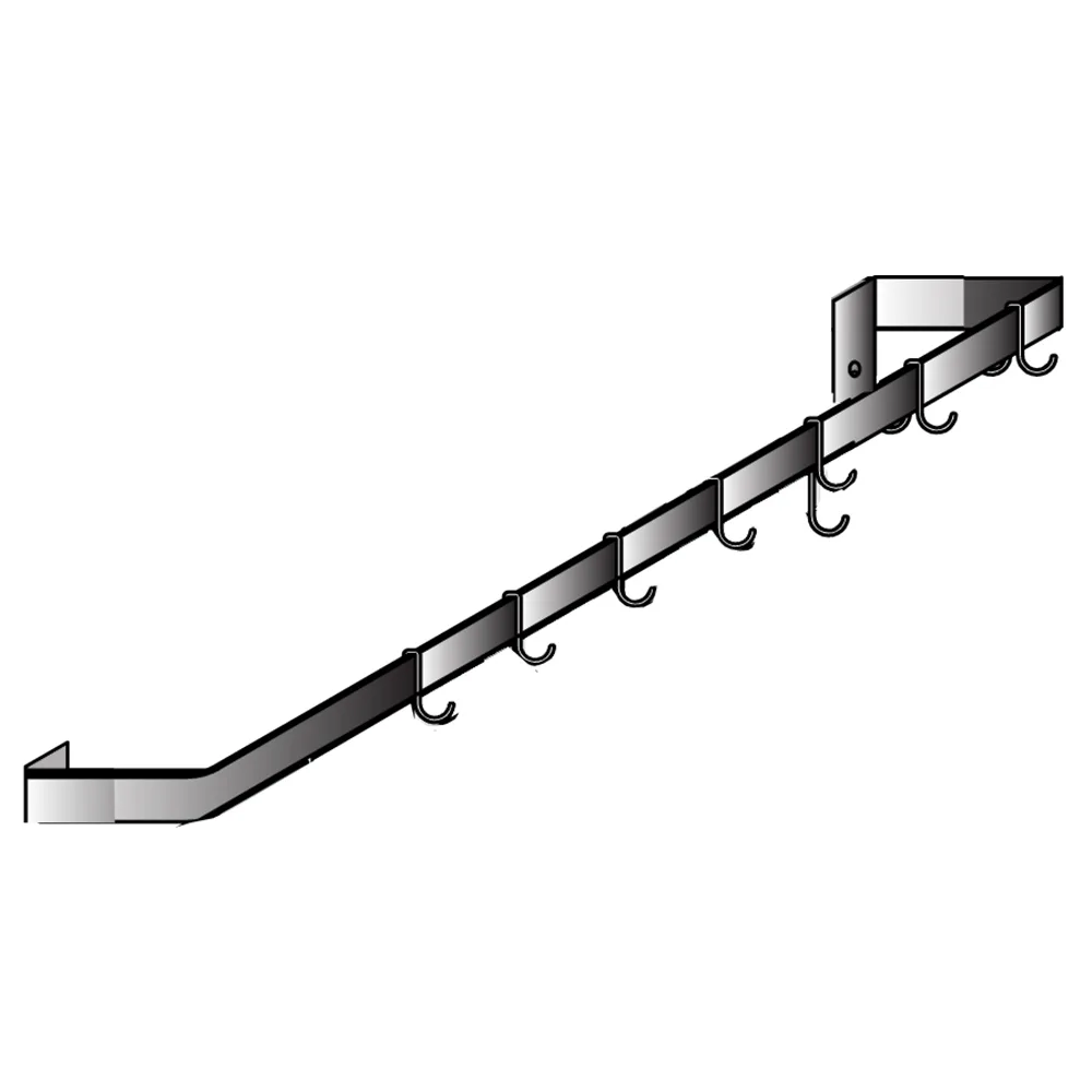 Winholt SSWMPR-7216-S 72"W Stainless Steel Wall Mount Pot Racks w/ (9) Pot Hooks