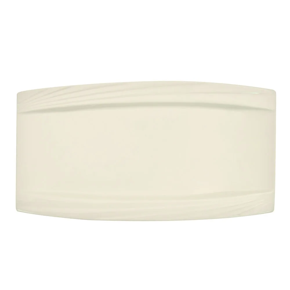CACChina GAD-RT13 - Rectangular Porcelain Platter 12" x 6-7/8" x 1" Bone White Embossed Rim- Dozen