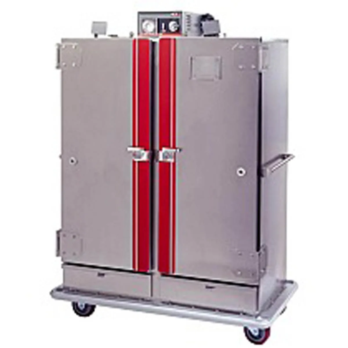 Carter-Hoffmann BB1100 2-Door Heated Banquet Cabinet, Stainless, 61-66" H, 96 Plates, 6" Casters
