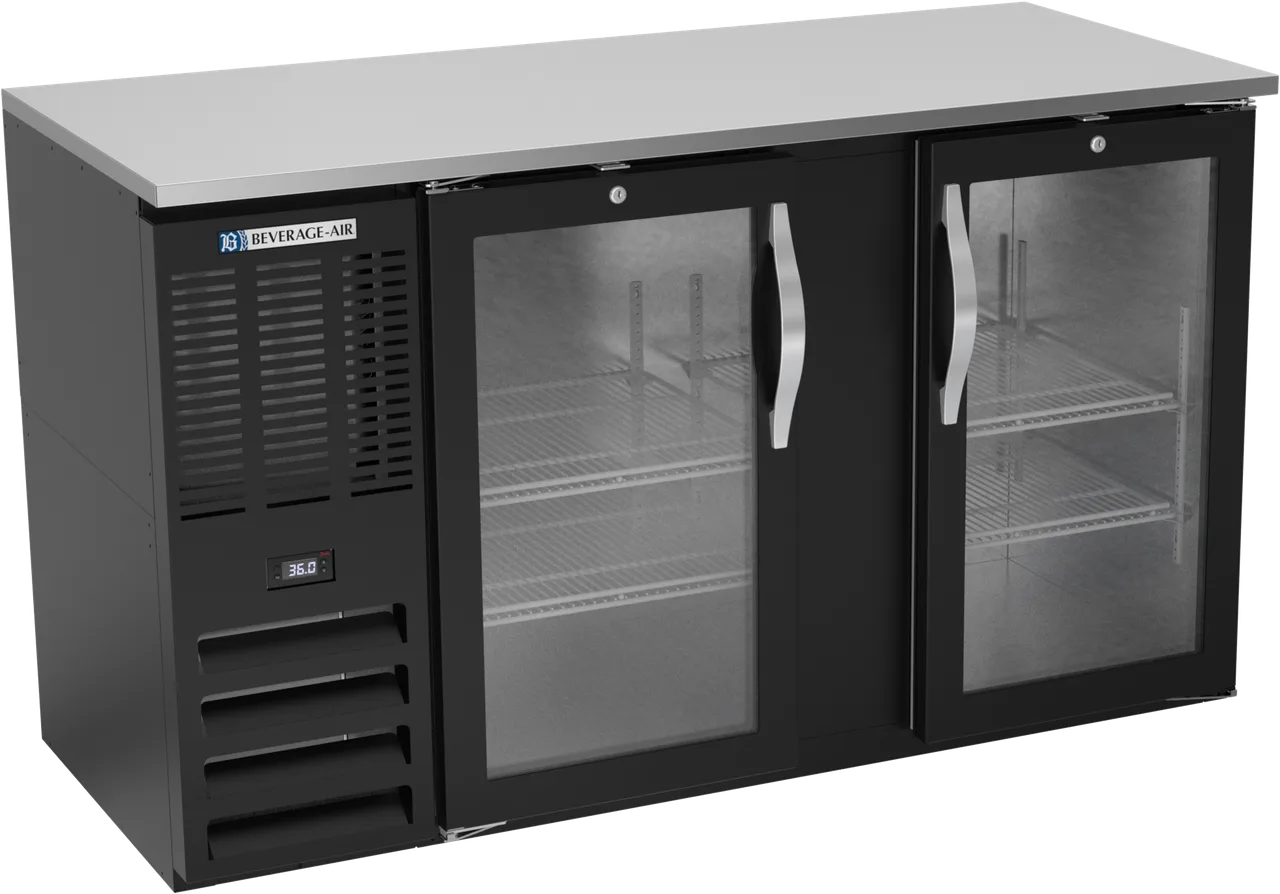 Beverage Air BBN58HC-G-B Cooler, 58" W x 26-3/8" D x 34" H, 14.8 cu ft, Black, Doors, LED