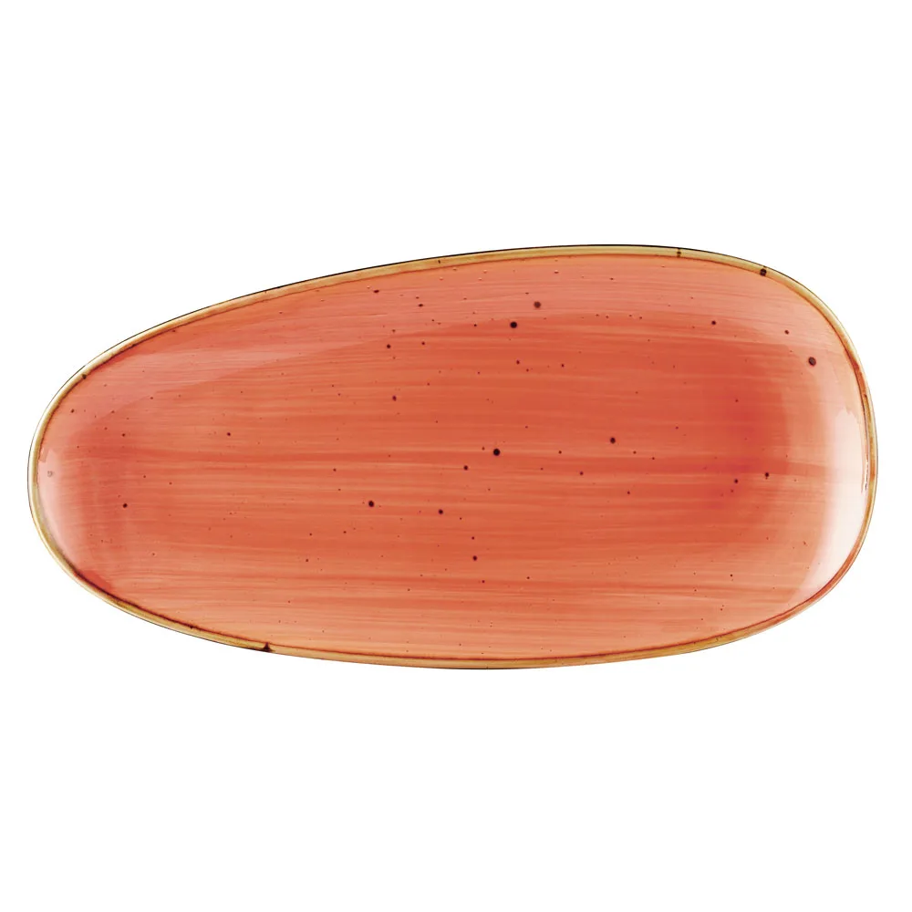 CAC China TUS-614-CRL Tucson Platter, 13" x 6-1/2" Oval Porcelain Coral, DW/Ov/MW - Dozen