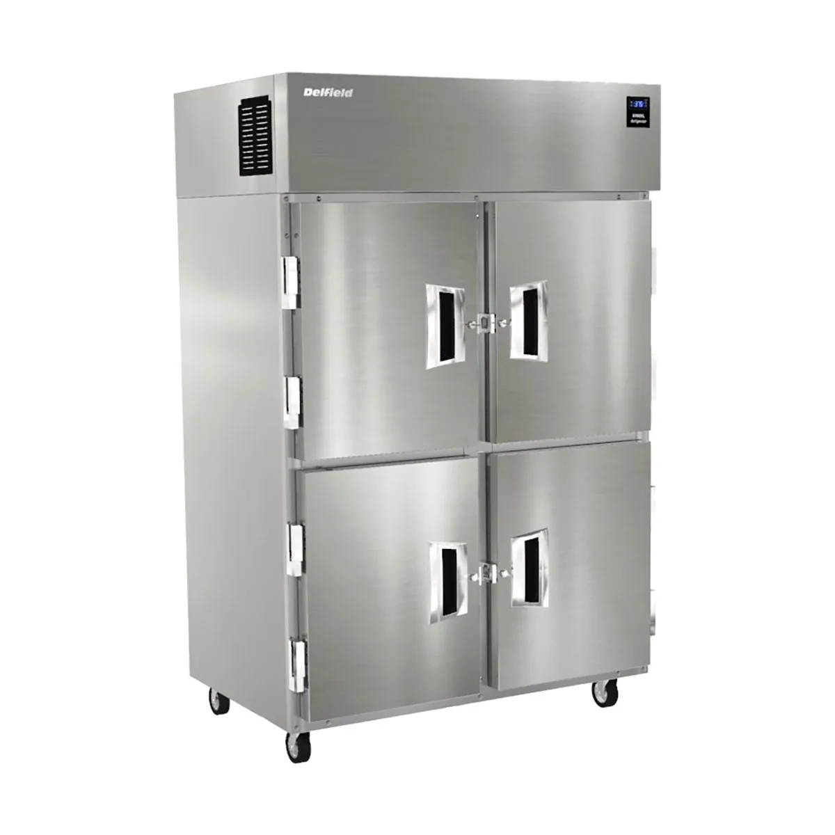 Delfield 6051XL-SH Two Section Reach-In Refrigerator w/ 4 Solid Half Doors, Top Mounted, 43.5 cu. ft.