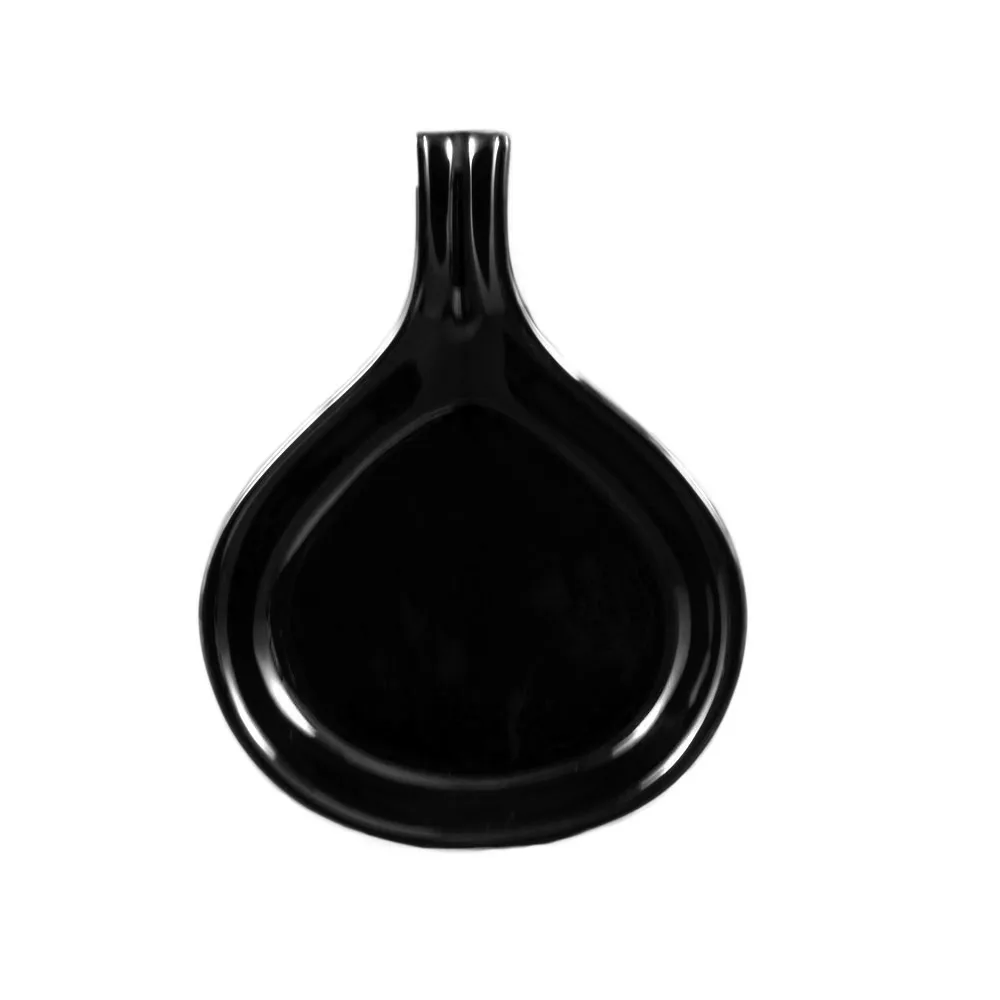 CAC China FP-18-BLK - 18 oz Fry Pan Server, Pear Shape Ceramic Black, Dishwasher Safe - 1 Dozen