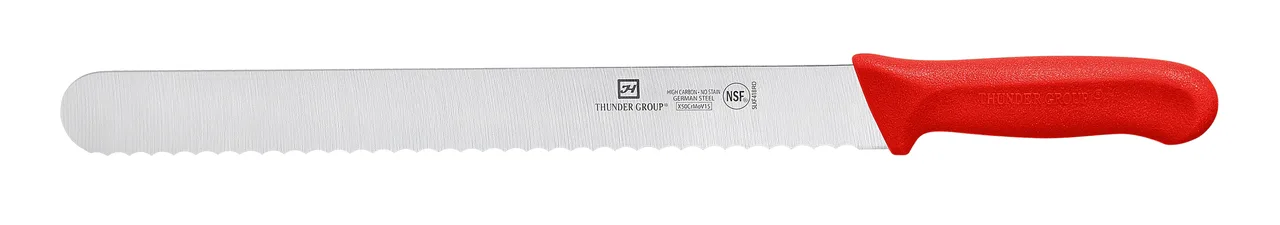 Thunder Group SLKF418RD Slicer, 12" Blade, Wavy Edge, Red Polypropylene Handles