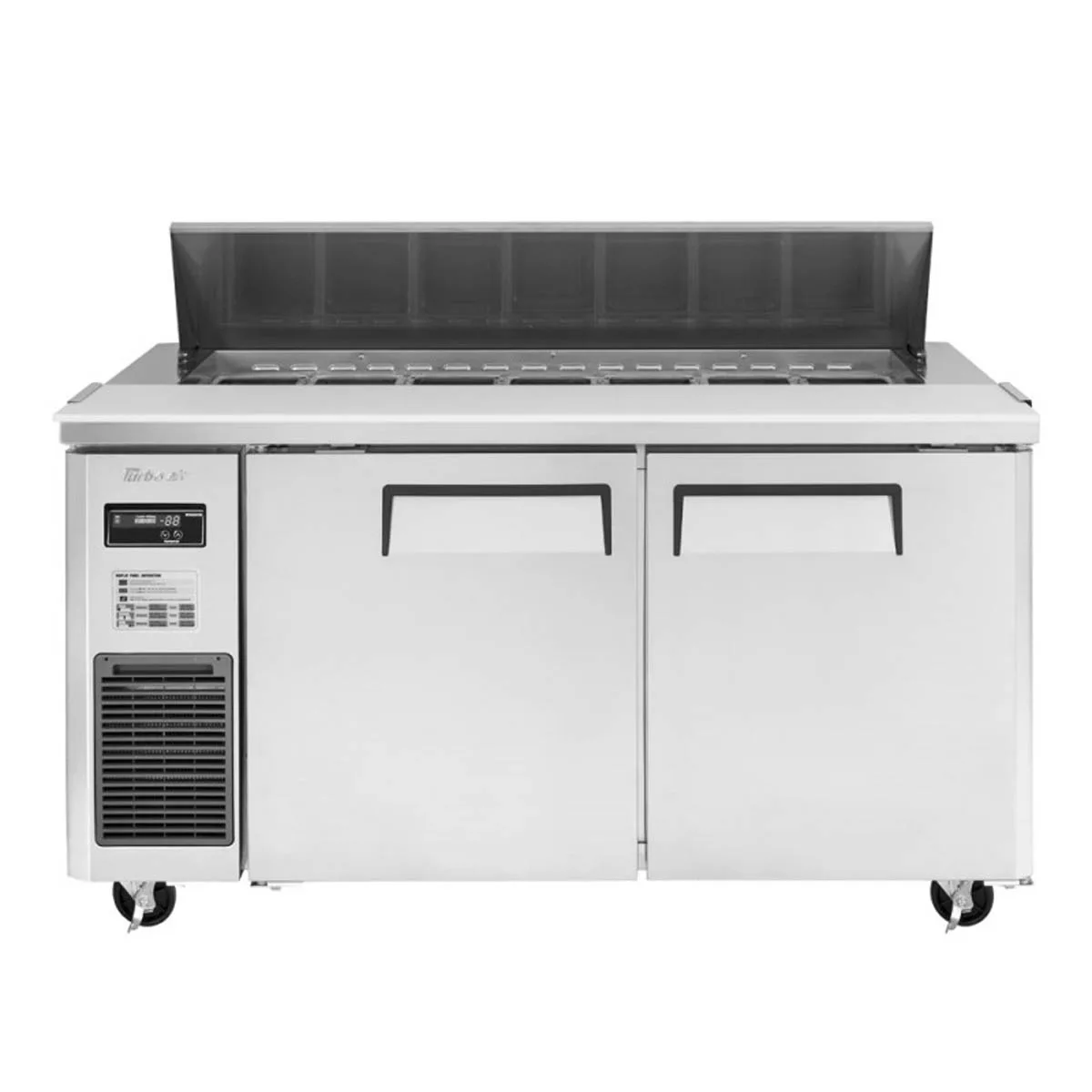 Turbo Air JST-60-N 59" Two Section Sandwich / Salad Prep Table w/ 2 Doors, 14 Pans