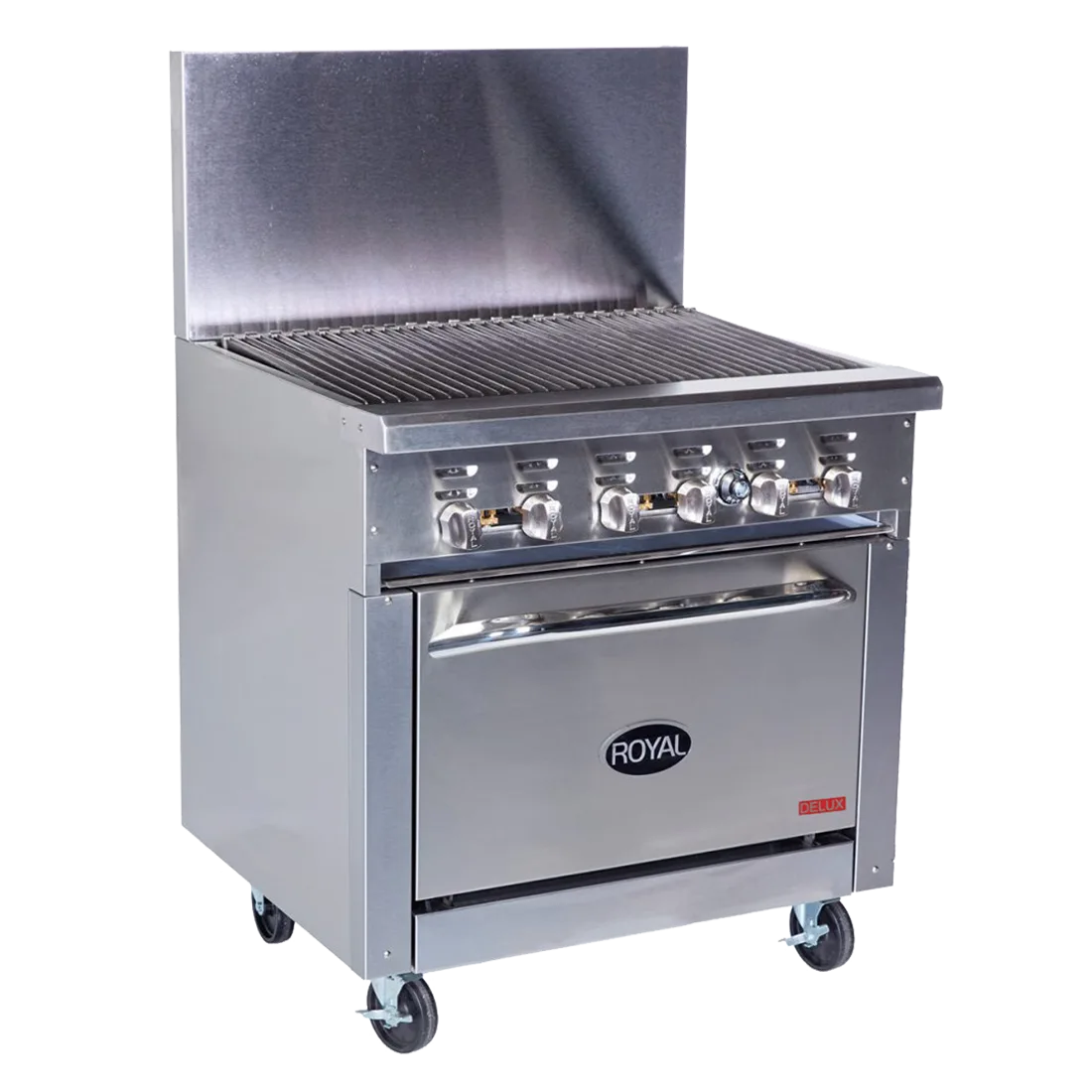 Royal Range of California RDR-36RB-C 36" Gas Restaurant Range w/ 36" Full Radiant Charbroiler, (1) Convection Oven, 120.000 BTU