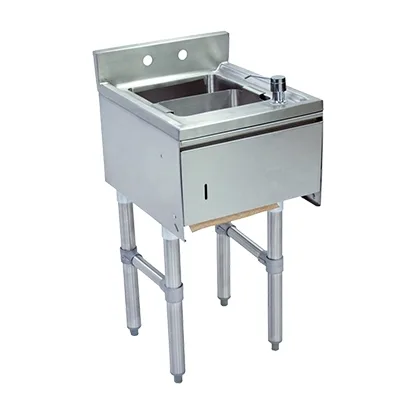 BK Resources UB4-21-1012HST-12 12" Underbar Sink Units, 1 Compartment with Soap & Towel Dispenser