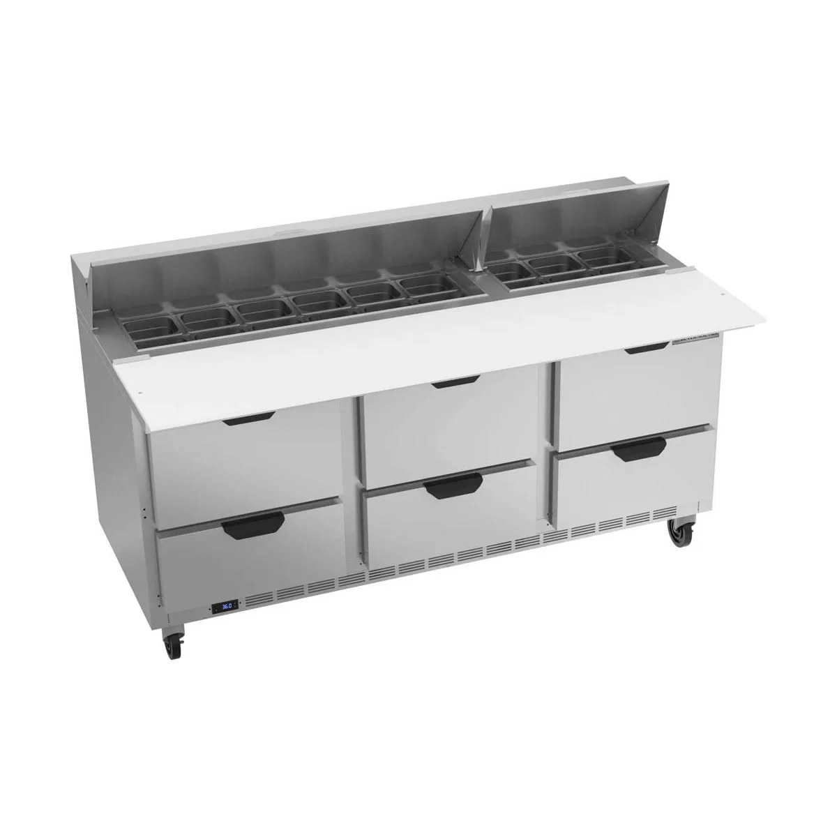 Beverage Air SPED72HC-18C-6 72" Three Section Sandwich/Salad Prep Table w/ 6 Drawers, 18 Pans
