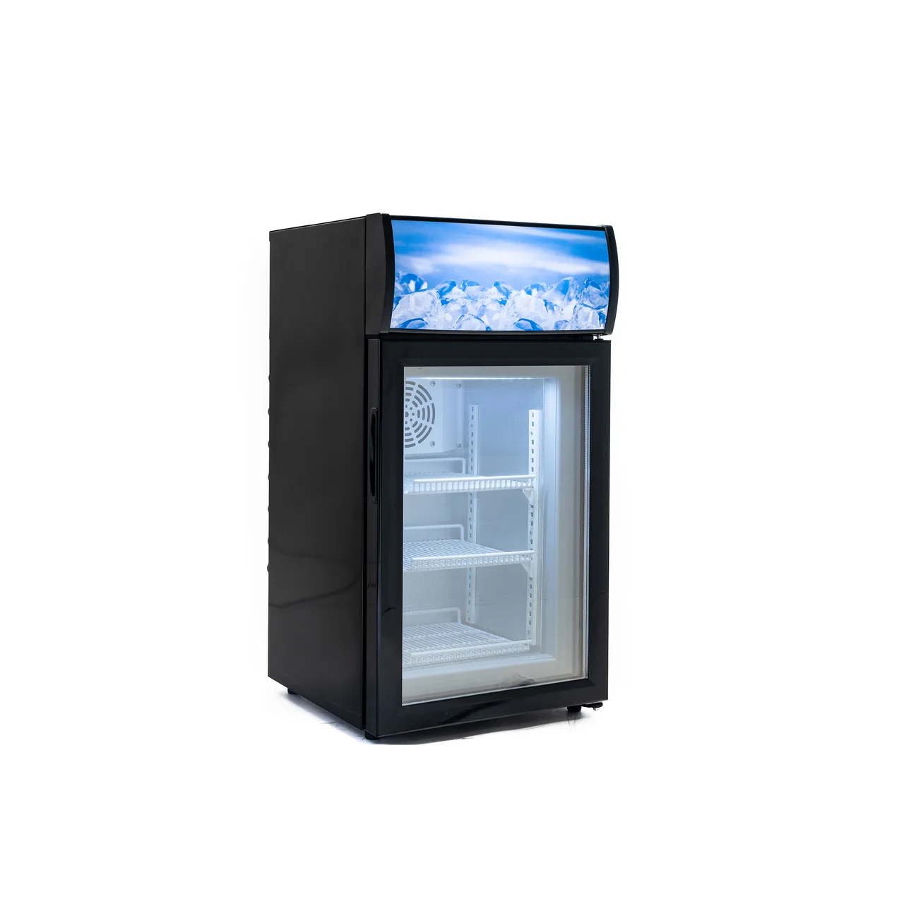 Black Diamond CDFZ-1D/1.4 - 16" Glass Door Freezer, 1.4 cu ft, Black Steel, LED, R290, 110V NEMA 5-15P