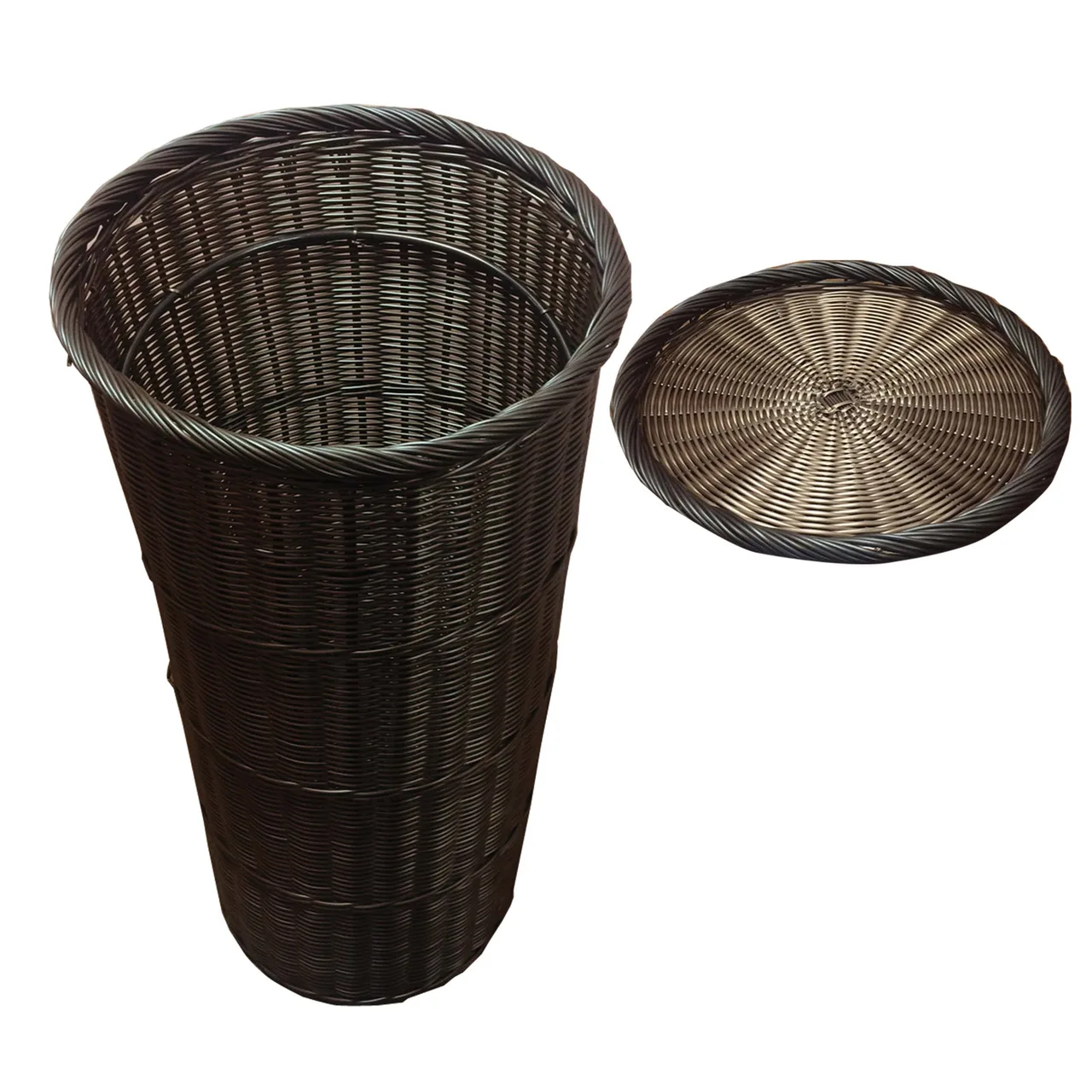 Omcan USA 41770 Tapered Basket with Round Tray, 19" Diameter x 36" Height, Brown Weave Pattern