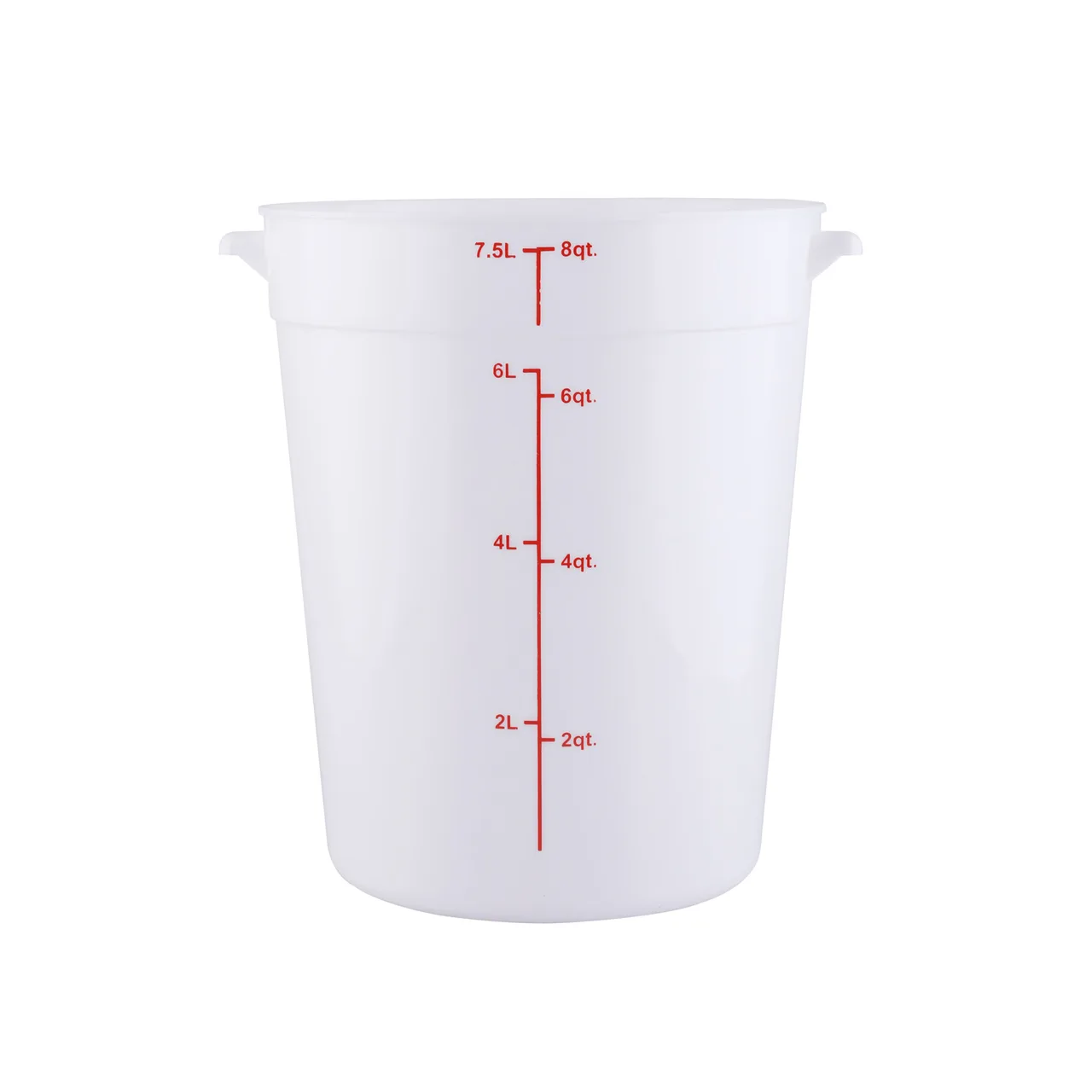 CAC China FS3P-8W Food Storage Container, 8 qt., Round, Polypropylene, White, BPA‑Free, NSF