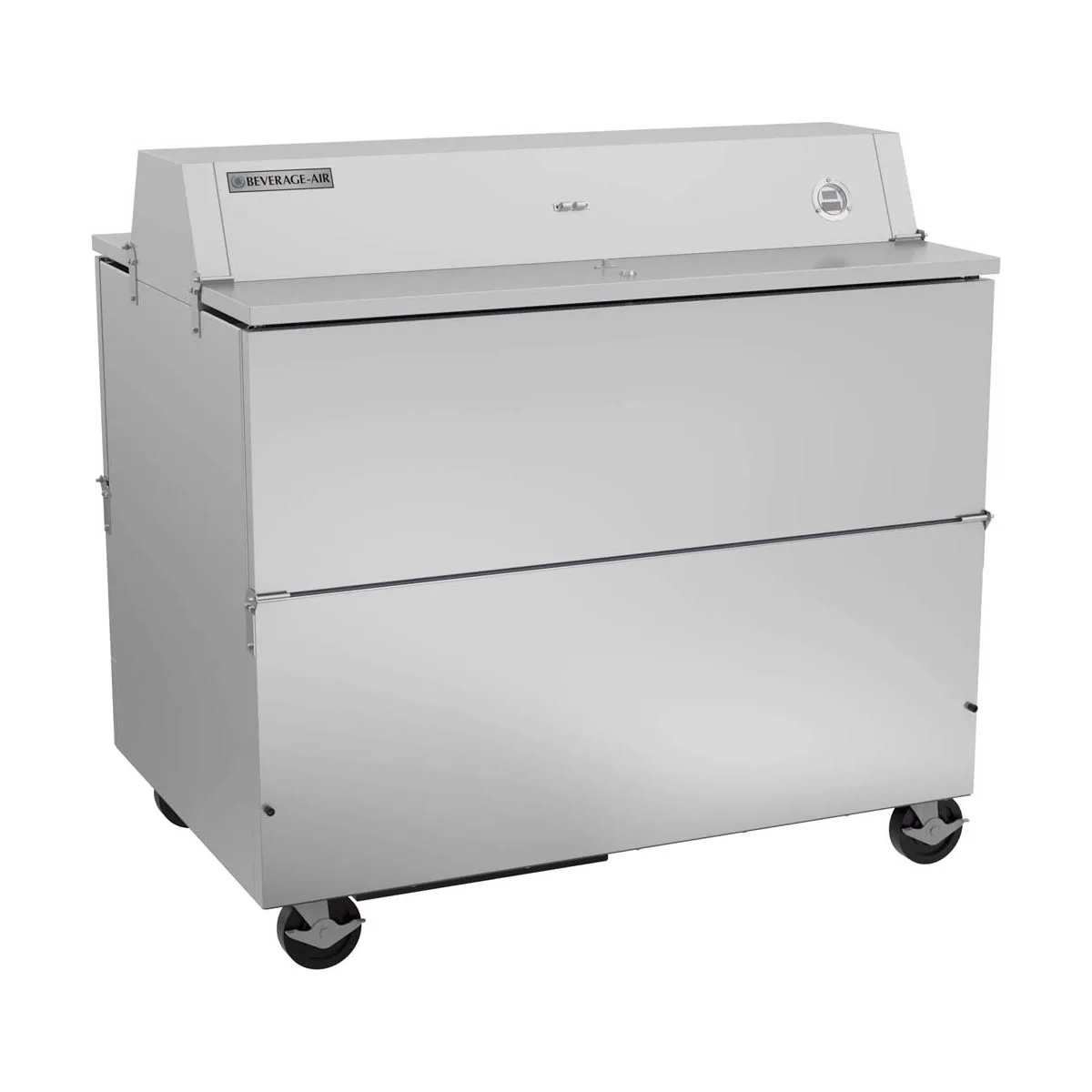 Beverage Air STF49HC-1-S 49" Dual Sided Milk Cooler, Forced Air, 12 Crates Capacity