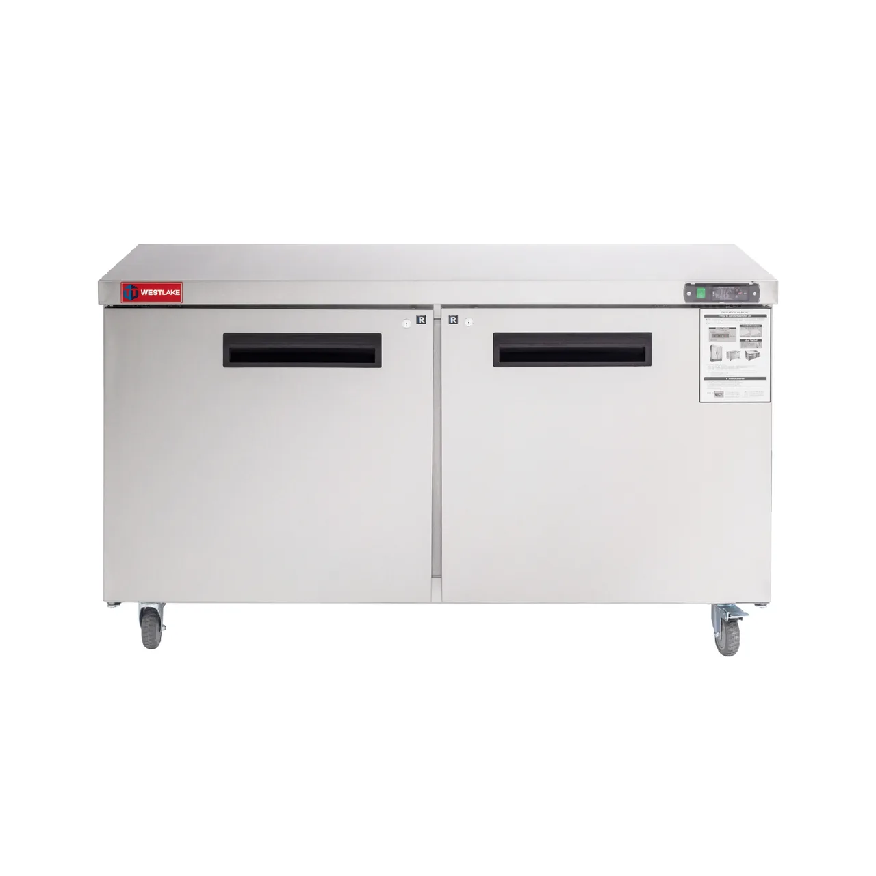 Westlake WKTR-60B 60" 2-Door Commercial Refrigerator Worktop, 14.8 cu. ft. Stainless Steel