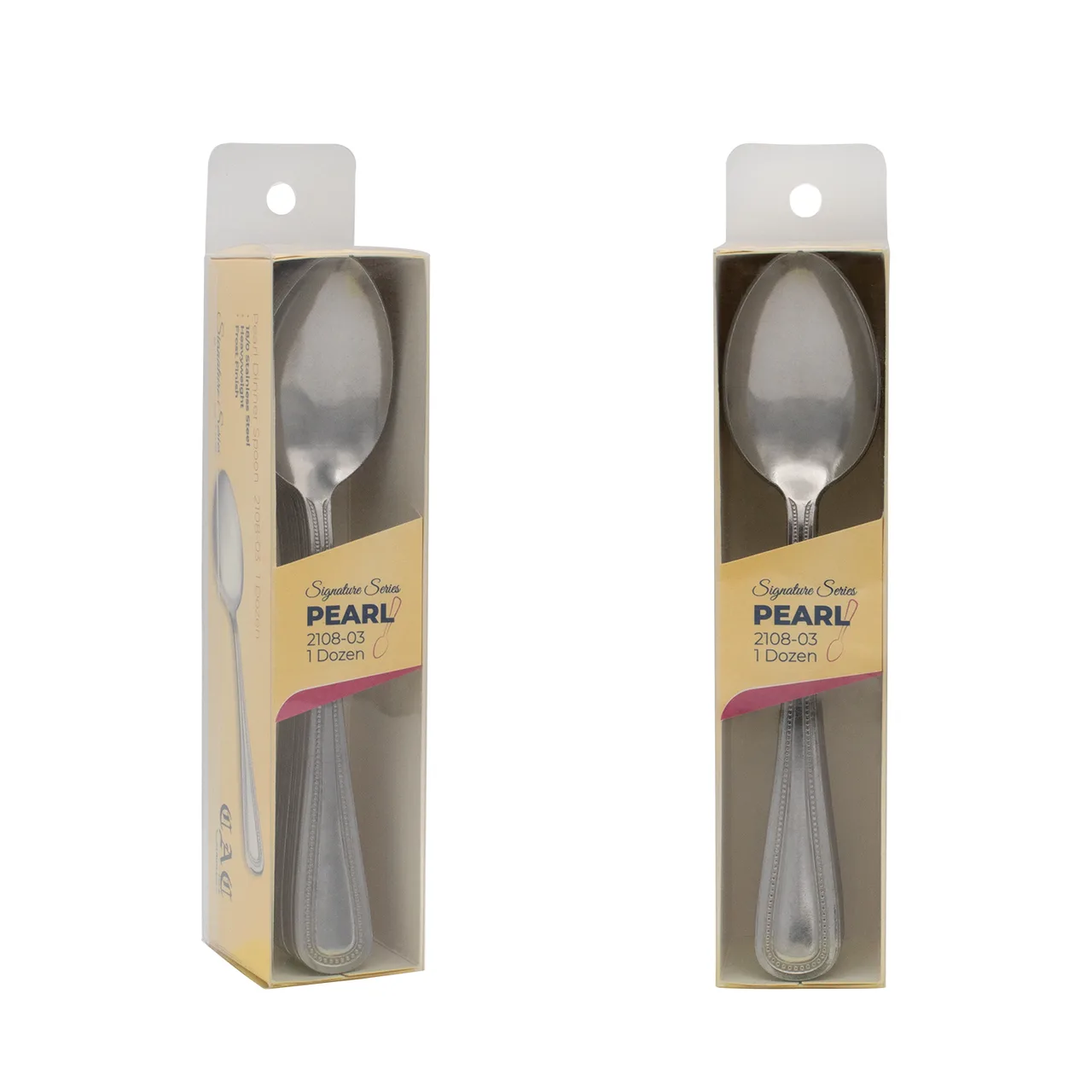 CAC China 2108-03 Pearl Dinner Spoon, 7¼" 18/0 Stainless Steel, Clear Pack - 1 Dozen