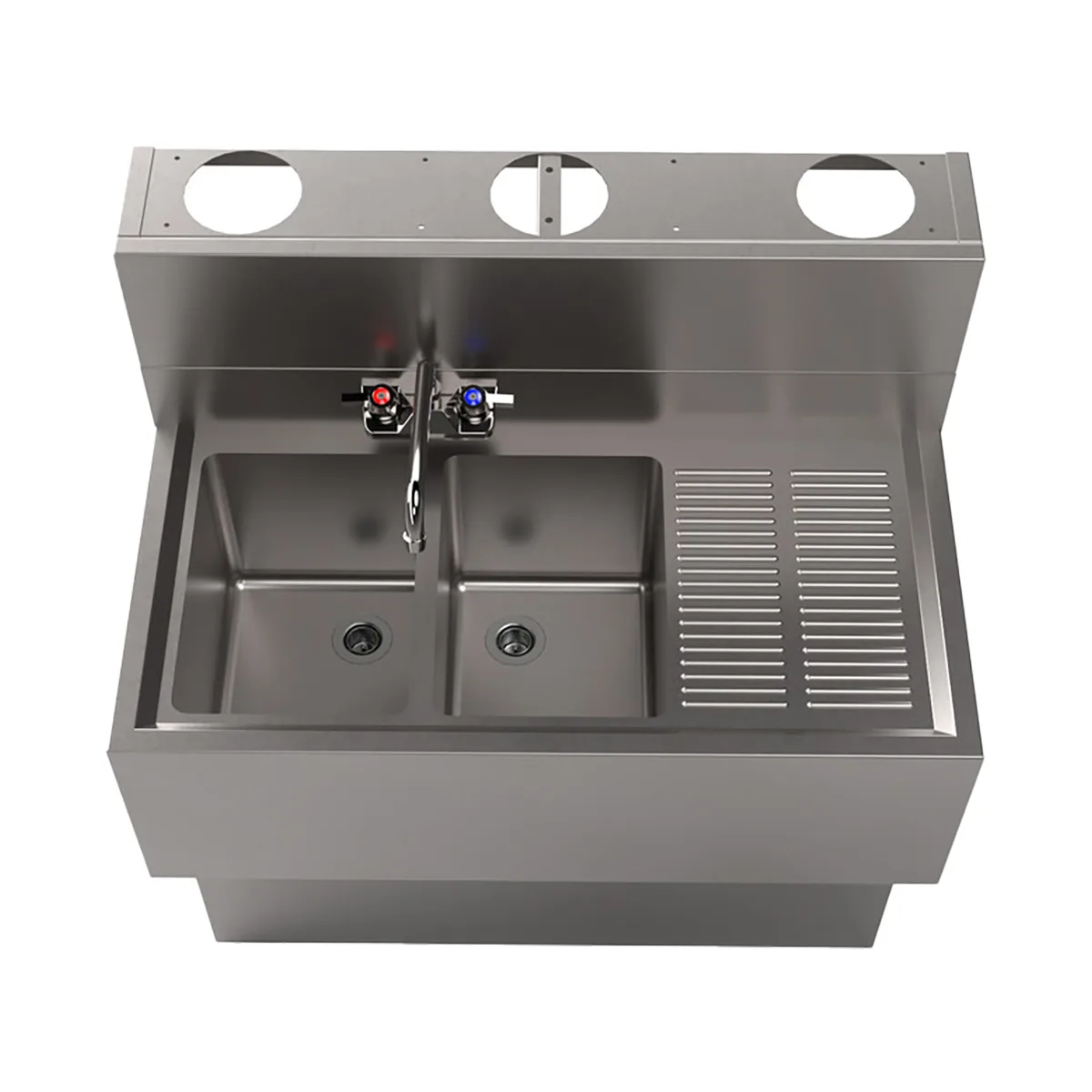 BK Resources UBDW-18-236RS Underbar Sink Units, 2 Compartment with Right Drainboard