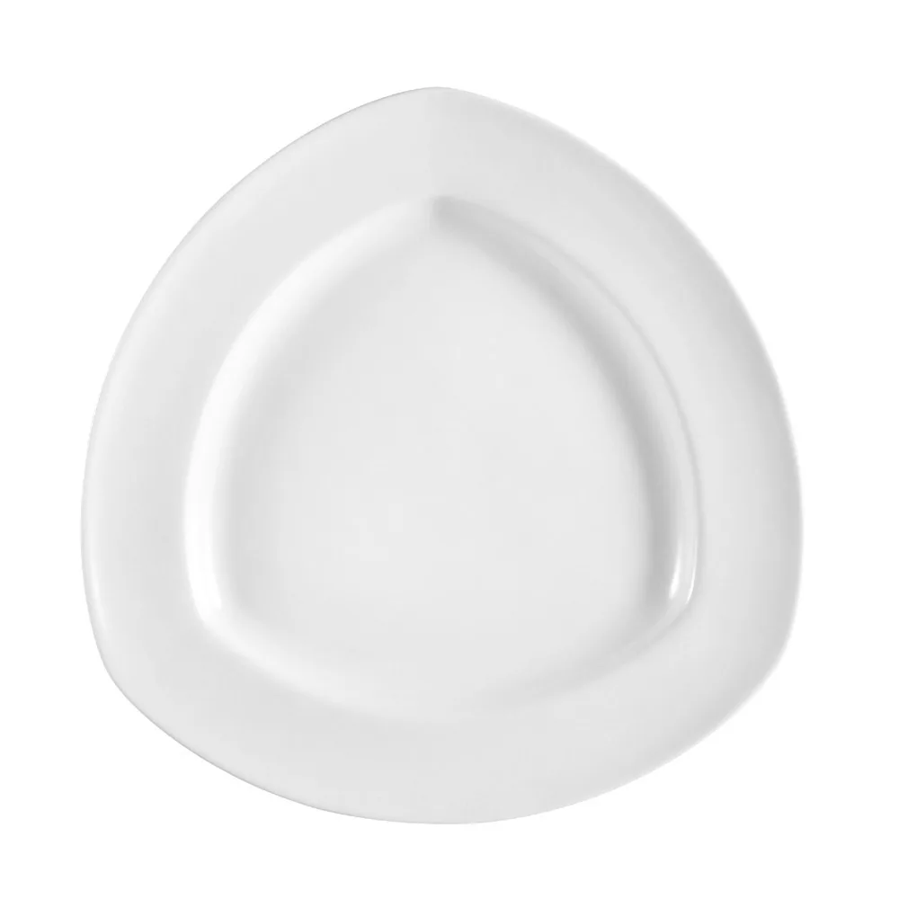 CACChina CPT-21 Camptown Plate, 12" L x 12" W x 1-1/2" H Triangular Porcelain Super White - Dozen