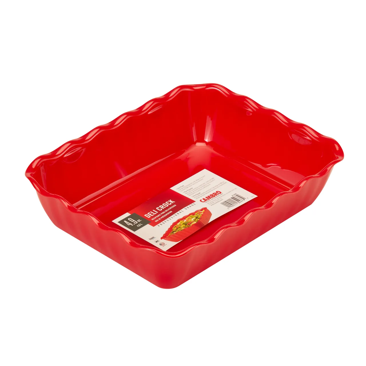Cambro DC10404 - 4.9 Qt Crock, 13-3/16" x 10-7/16" Red SAN, Break/Chip Resistant, NSF