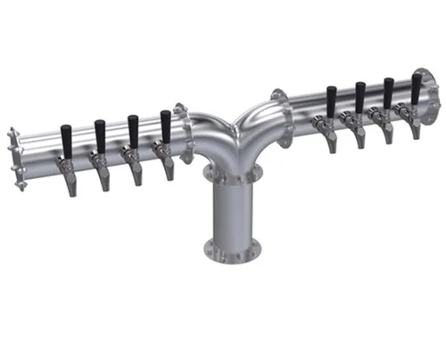 Krowne KPY-8A Pipe Y-Tower, 42" OA Beer Tower, Stainless Steel, Eight Faucet Ports - No Handles