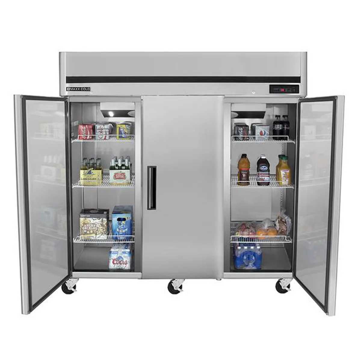Maxx Cold MCRT-72FDHC 81" 3-Section Reach-In Refrigerator w/ 3 Solid Doors, Top Mount, Stainless Steel, 72 cu. ft