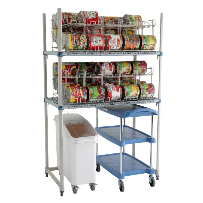Metro MQCR244874-RU Max Q Plastic Roll Under Can Rack w/ 80 #10 Cans Capacity and 74" Posts