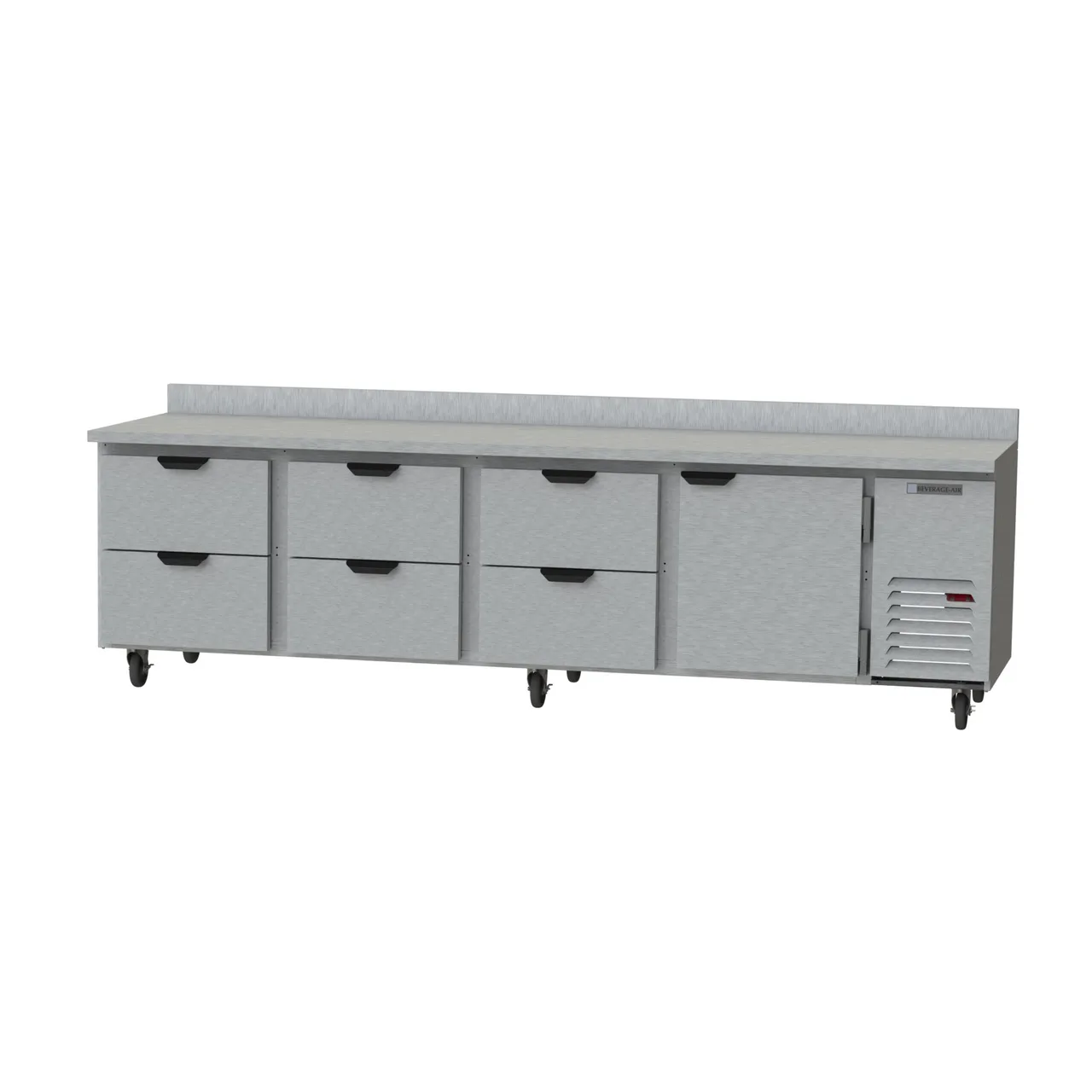 Beverage Air WTRD119AHC-6 119" 4-Section Worktop Refrigerator w/ 6 Drawers & 1 Door, 40 cu. ft.