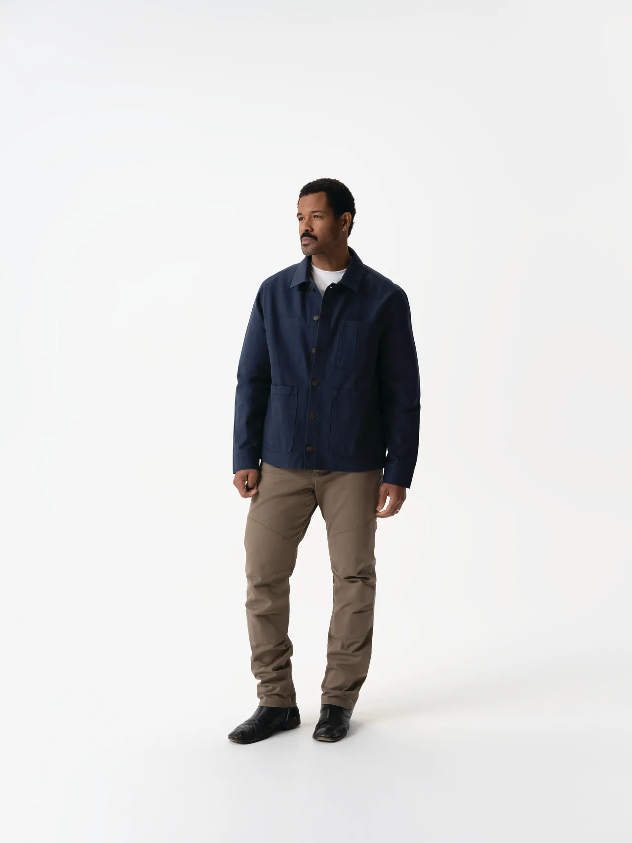 Chef Works CEL01-NAV-XL Chef Coat, Men's Navy Cotton Jacket, XL, Long Sleeve, Stitching, Hip Pockets