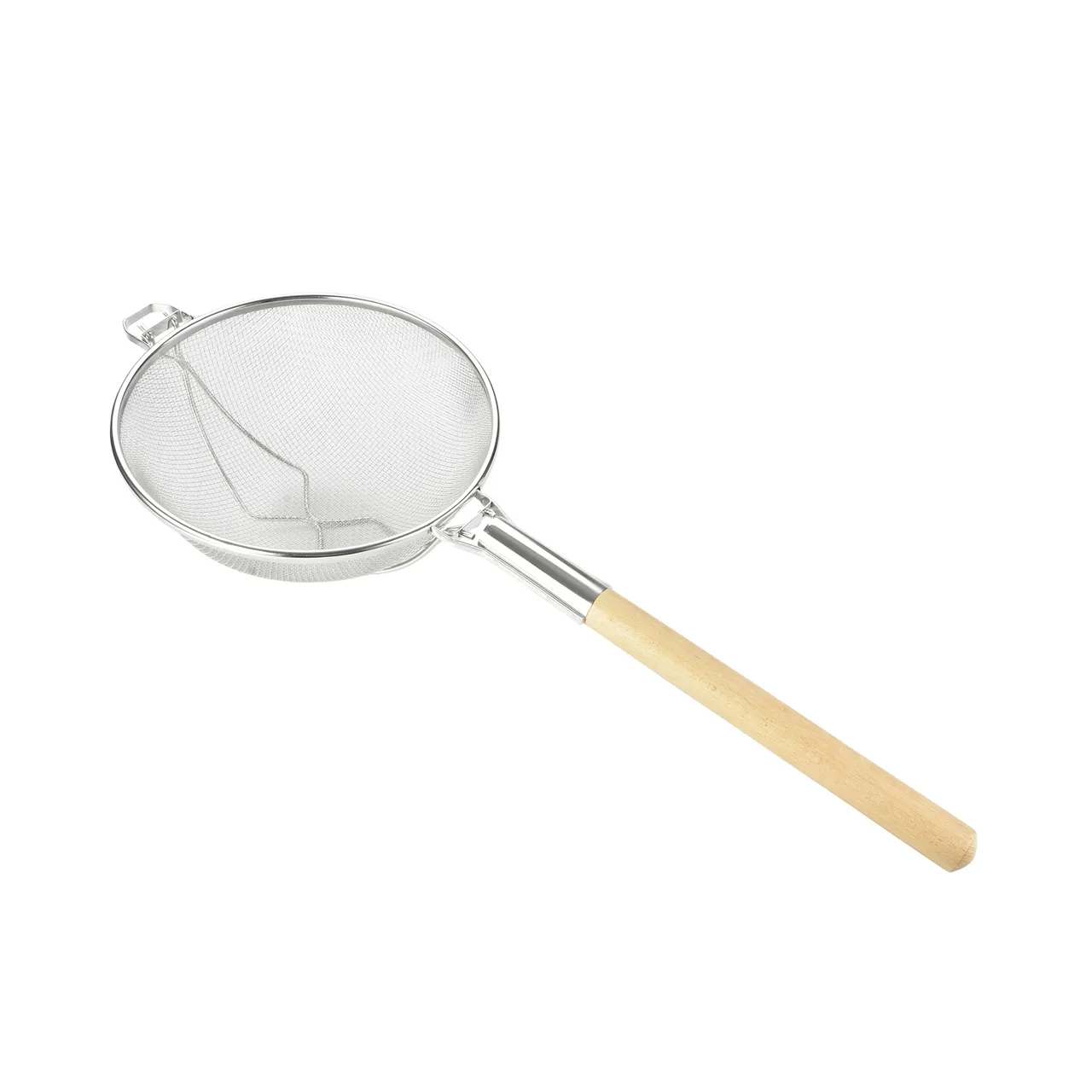 CAC China STRH-14D Double Mesh Strainer, 14" dia., Stainless Steel with Wood Handle